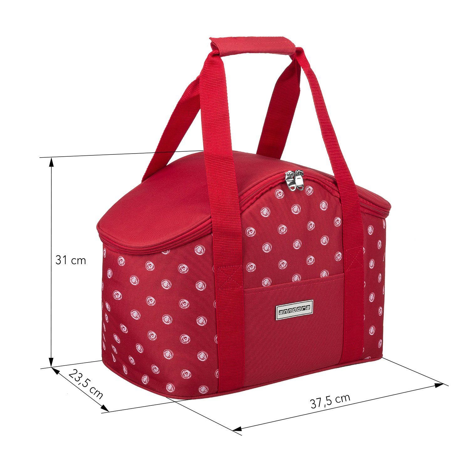 Kühltasche gepunktet Rot/Weiß Tragegriff 3 Farbwahl anndora Kühlakkus Picknickkorb + - mit