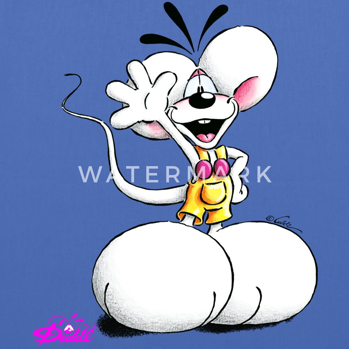 Spreadshirt Henkeltasche Diddl Diddlmaus Coole Pose Winkt Lächelnd Stoffbeu günstig online kaufen