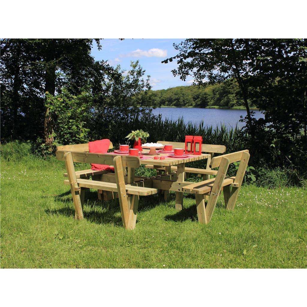 PLUS Gartenbank Kombimöbel 4- eckig mit Rückenlehne - 237 cm - Druckimprägniert