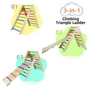 CCLIFE Klettergerüst Kletterdreieck mit Rutsche Montessori Faltbarer Klettern