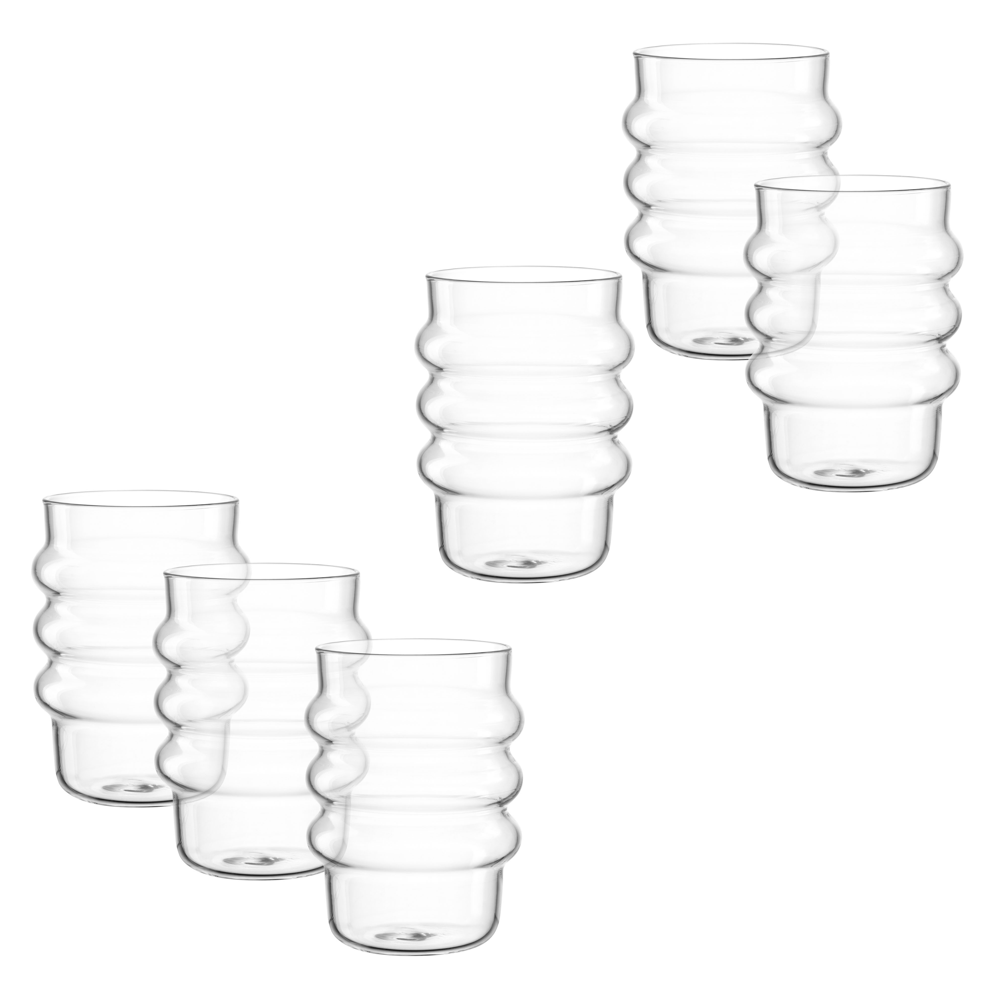 LEONARDO Gläser-Set Trinkglas SOLE, 350 ml, 6er-Set, 6-tlg., Borosilikatglas, mit modernem Bubble-Design