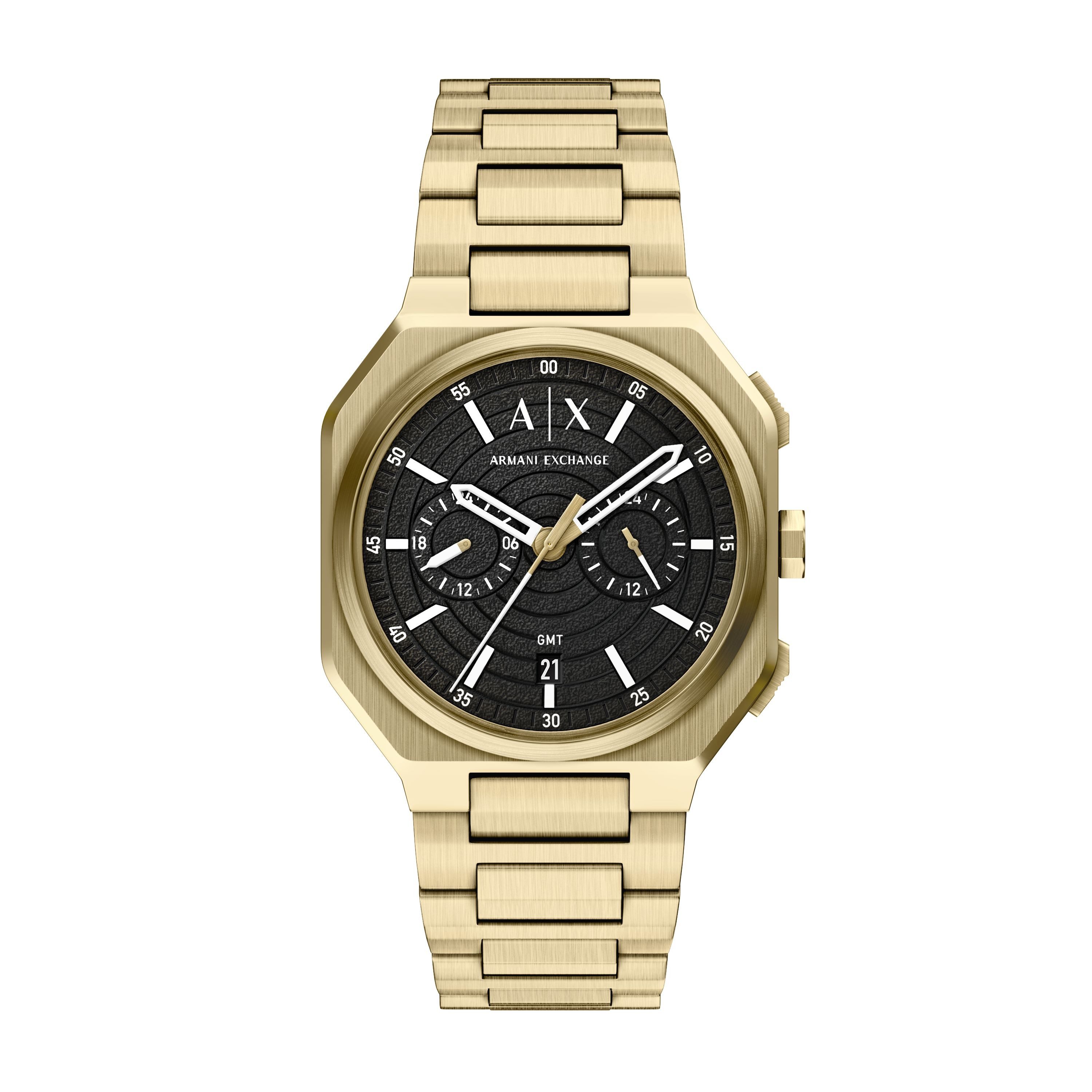 ARMANI EXCHANGE Quarzuhr AX1476, Armbanduhr, Edelstahlarmband, analog, Tag, Dualzeit