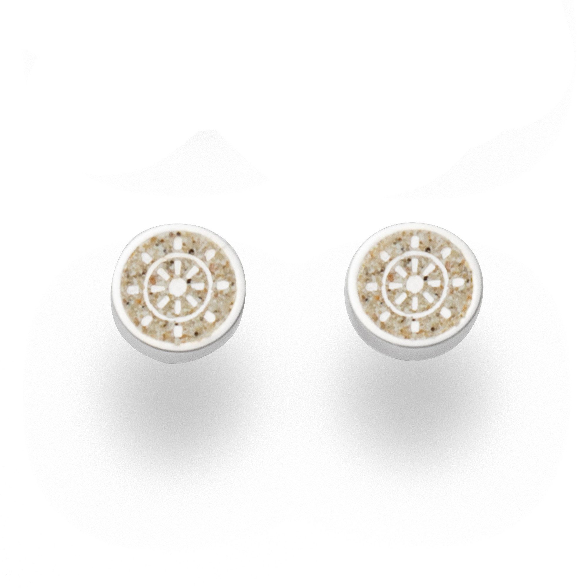 DUR Paar Ohrstecker O5232 Steuerrad 925 Silber Strandsand maritim 8 mm