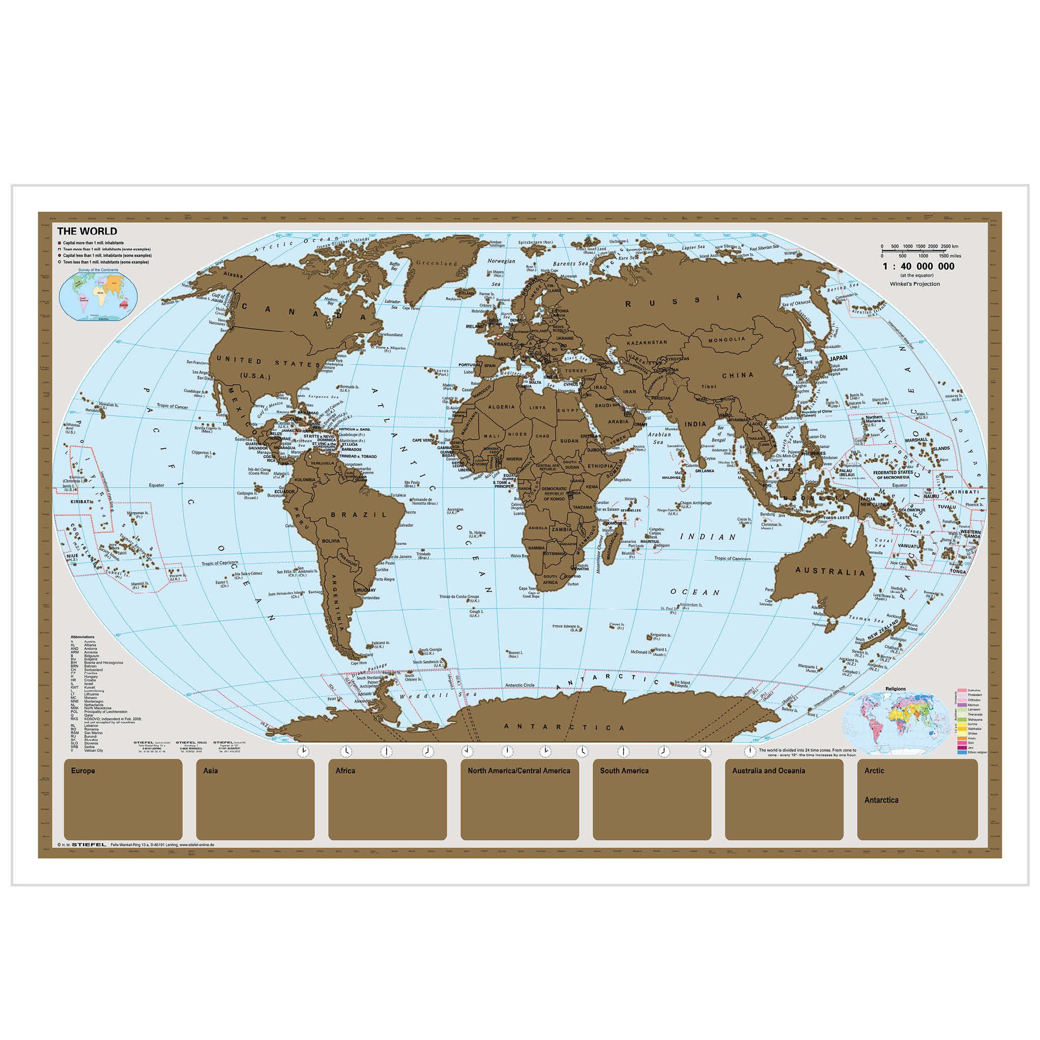 STIEFEL Poster Rubbelkarte/Scratchmap THE WORLD 95x66 cm, Gold-Rubbel-Druck günstig online kaufen