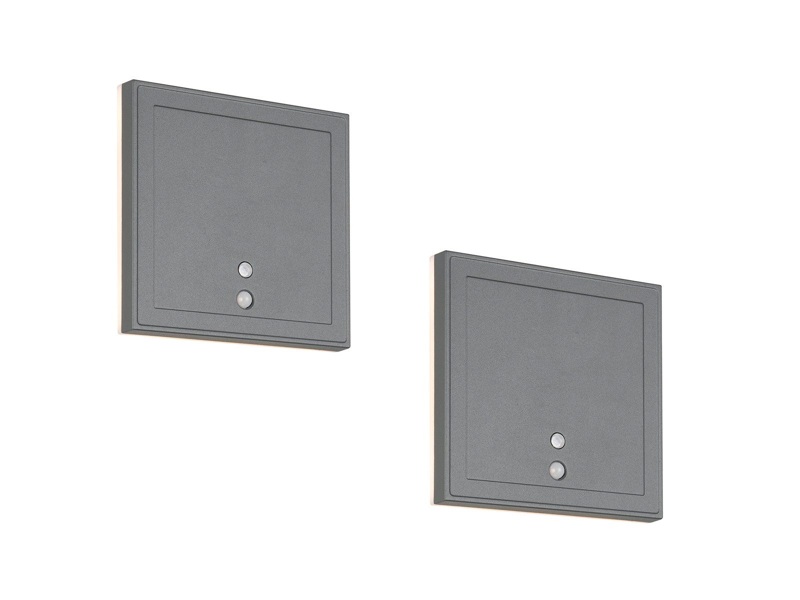 Reality Leuchten LED Außen-Wandleuchte, Bewegungsmelder, LED fest integriert, warmweiß, 2er SET kabellose Wand Außenleuchten Akku per USB aufladbar IP54