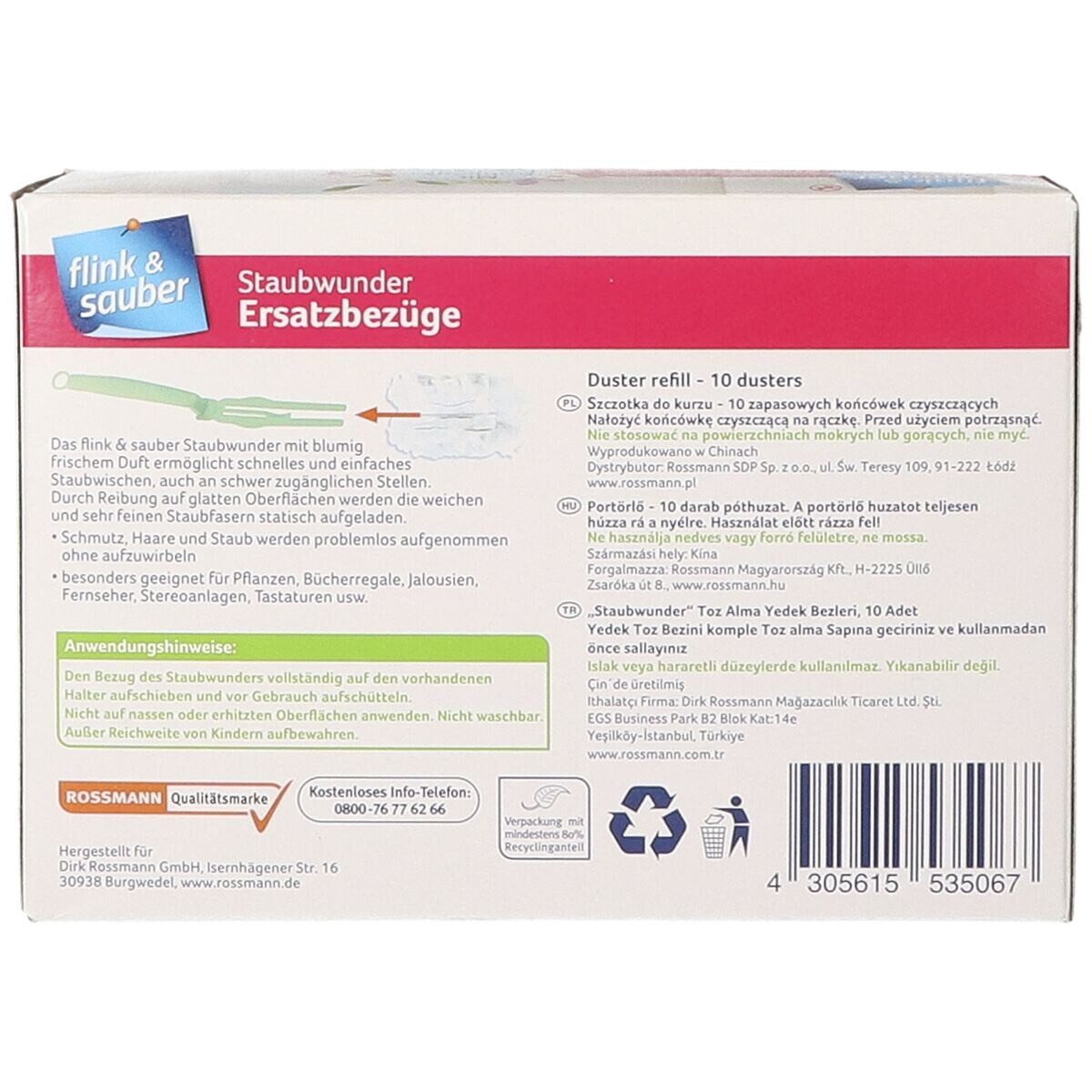 flink & sauber Staubwischer Staubwunder (10-St), Ersatzbezüge Nachfüllpack - mit Duft