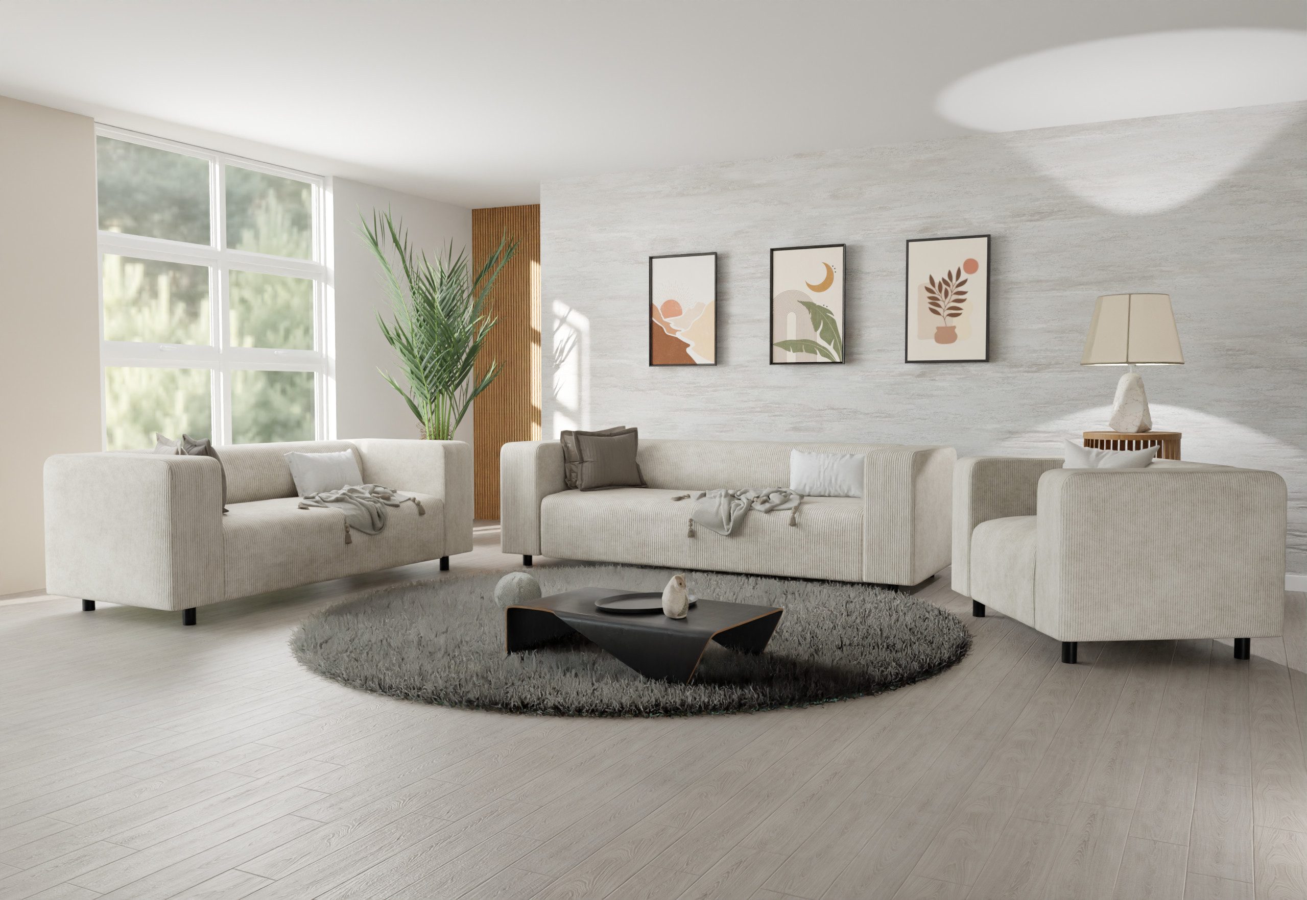 S-Style Möbel Polstergarnitur 3+2+1 Gustav aus Cord-Stoff mit bequemem Sitz günstig online kaufen