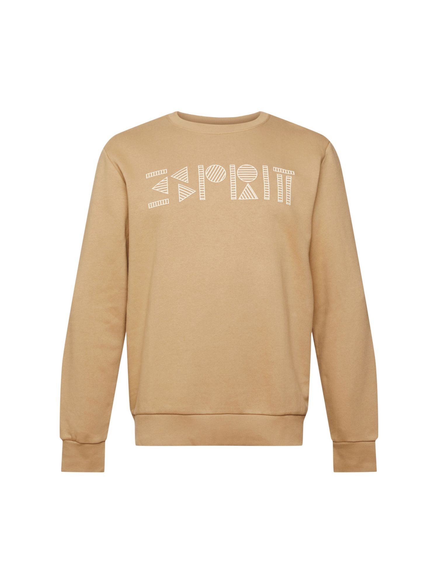 Esprit Sweatshirt Rundhals-Sweatshirt mit Logoprint (1-tlg) KHAKI BEIGE