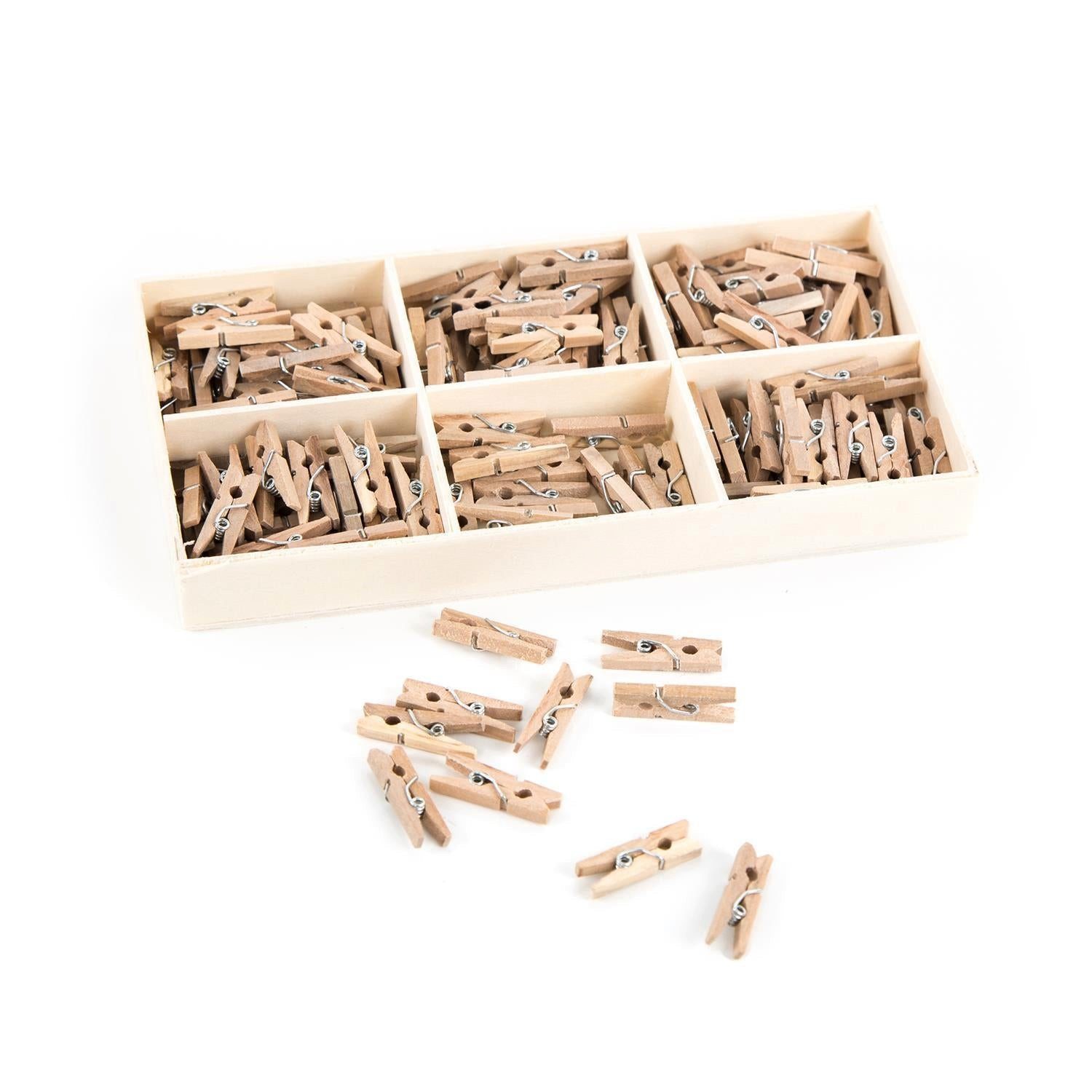 Logbuch-Verlag Dekofigur 135 mini Wäscheklammern aus Holz 2,5 cm natur kleine Holzklammern