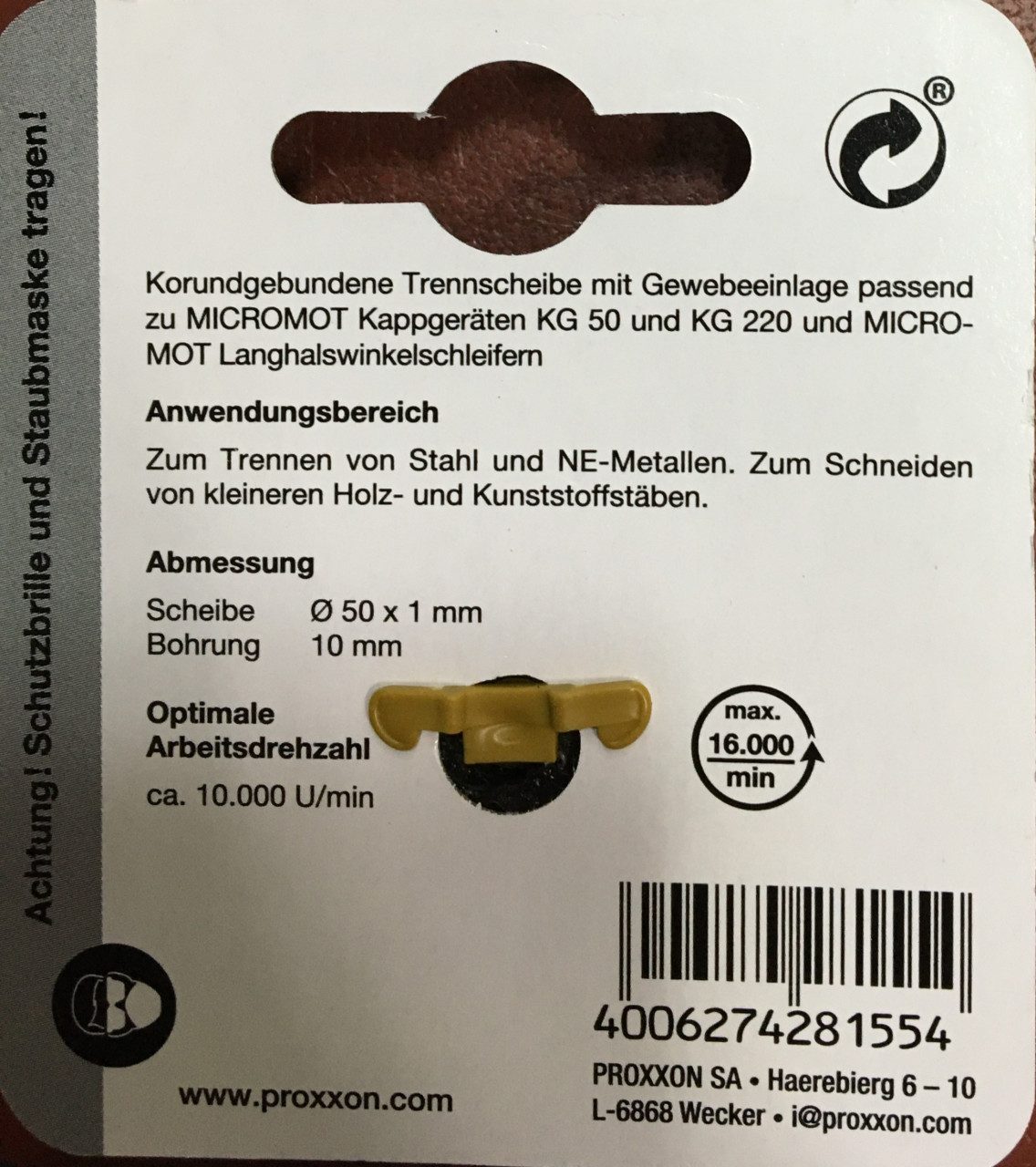 Thumbnail - PROXXON INDUSTRIAL Trennscheibe Proxxon Trennscheibe 50 mm korundgebunden 5 Stück