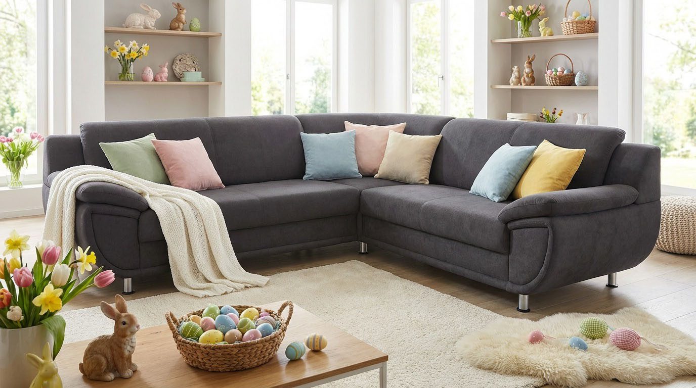 TRENDMANUFAKTUR Ecksofa Rondo wahlweise mit Schlaffunktion, bequeme Armlehnen, L-Form, wahlw.mit Federkern, Füße chromfarben, Unser Dauertiefpreis