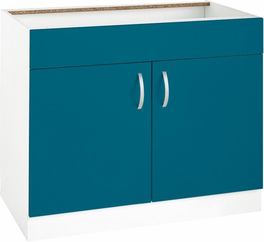 wiho Küchen Spülenschrank Flexi Breite 100 cm Ozeanblau | Spülenschränke