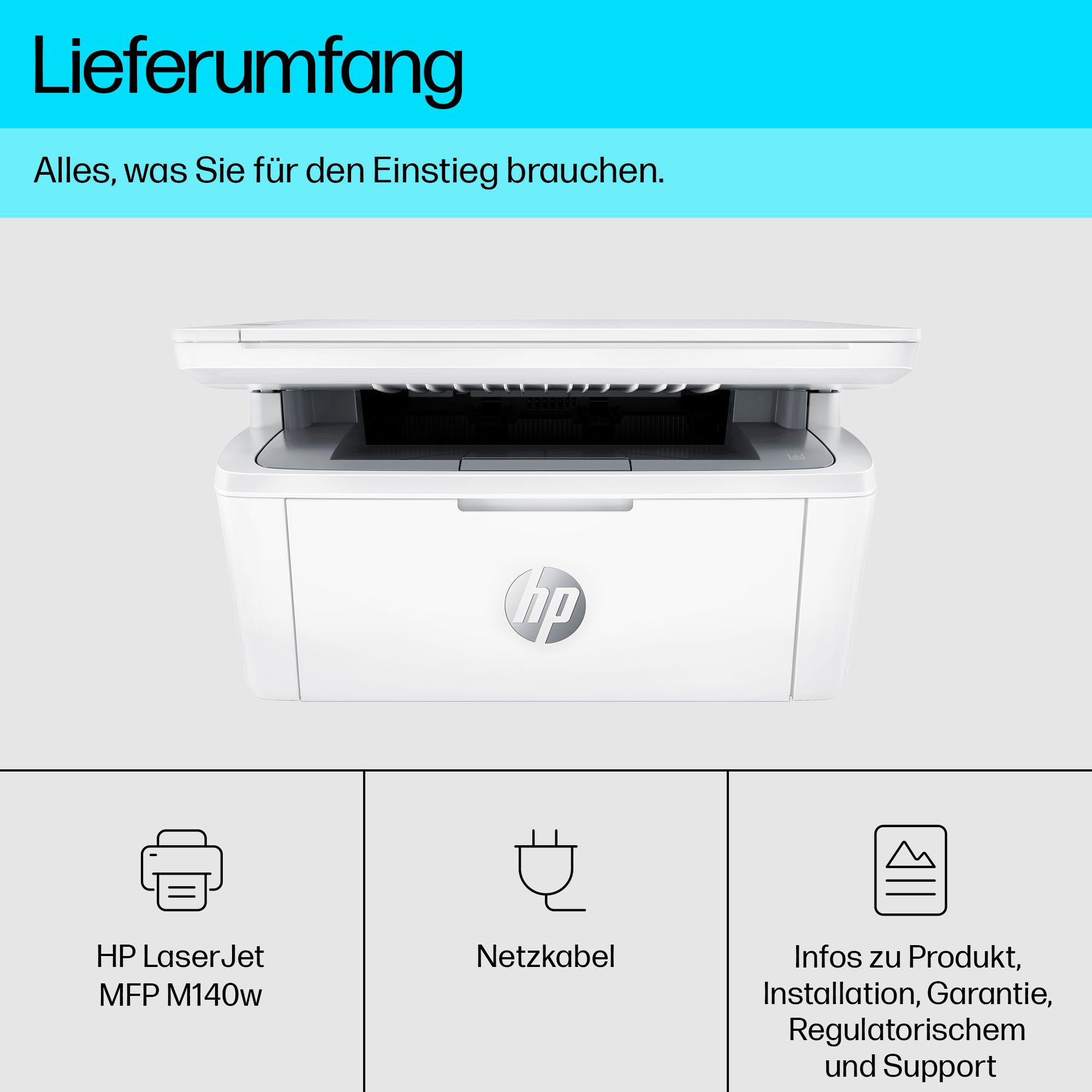 HP LaserJet MFP M140w Schwarz-Weiß Laserdrucker, (WLAN (Wi-Fi), Bluetooth, Multifunktions-Laserdrucker) – Bild 4 von 5