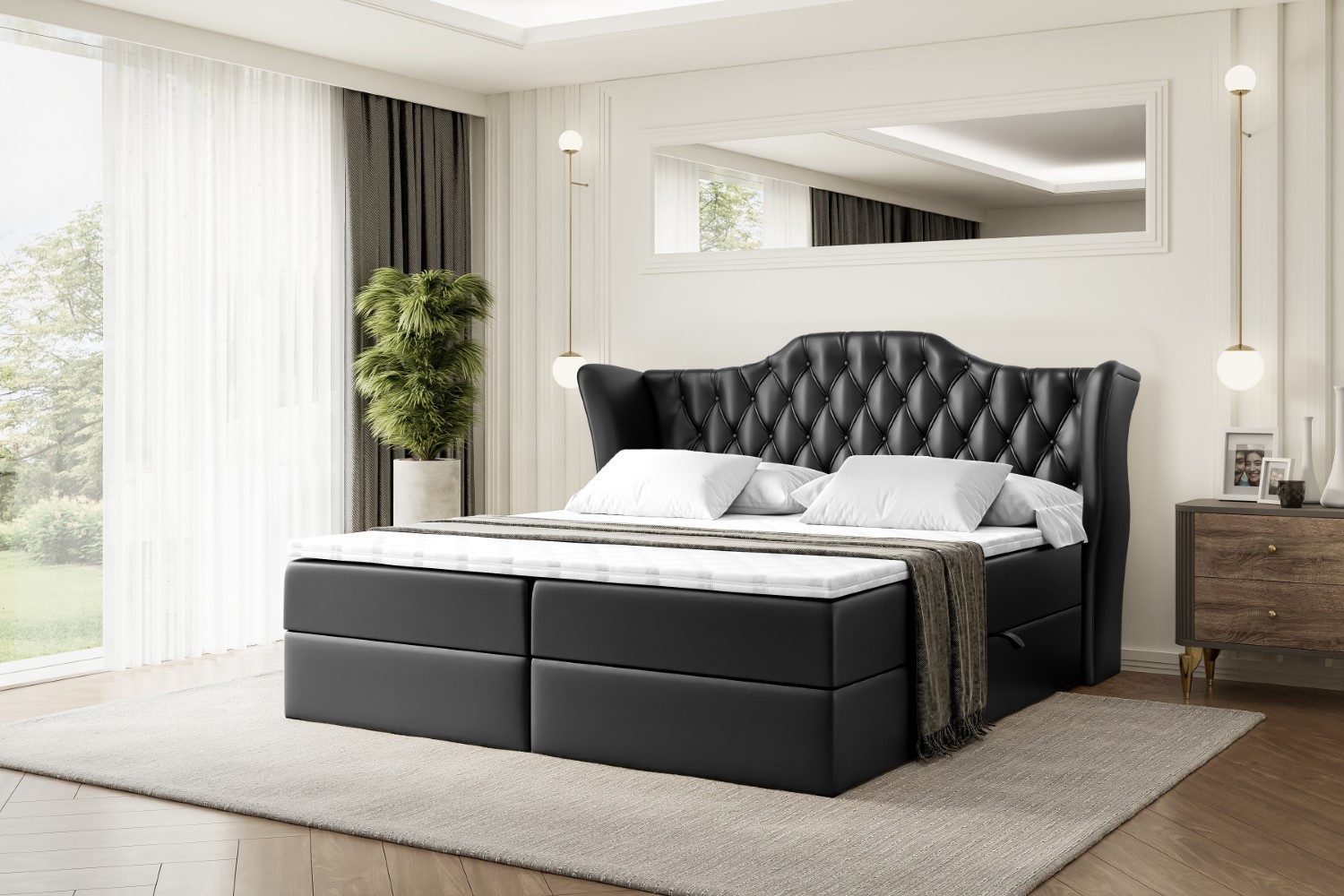 ALTDECOR Boxbett VILA (Multipocket-Matratze H4, H3 Matratze Bonellfederung, Topper, Kopfteil)