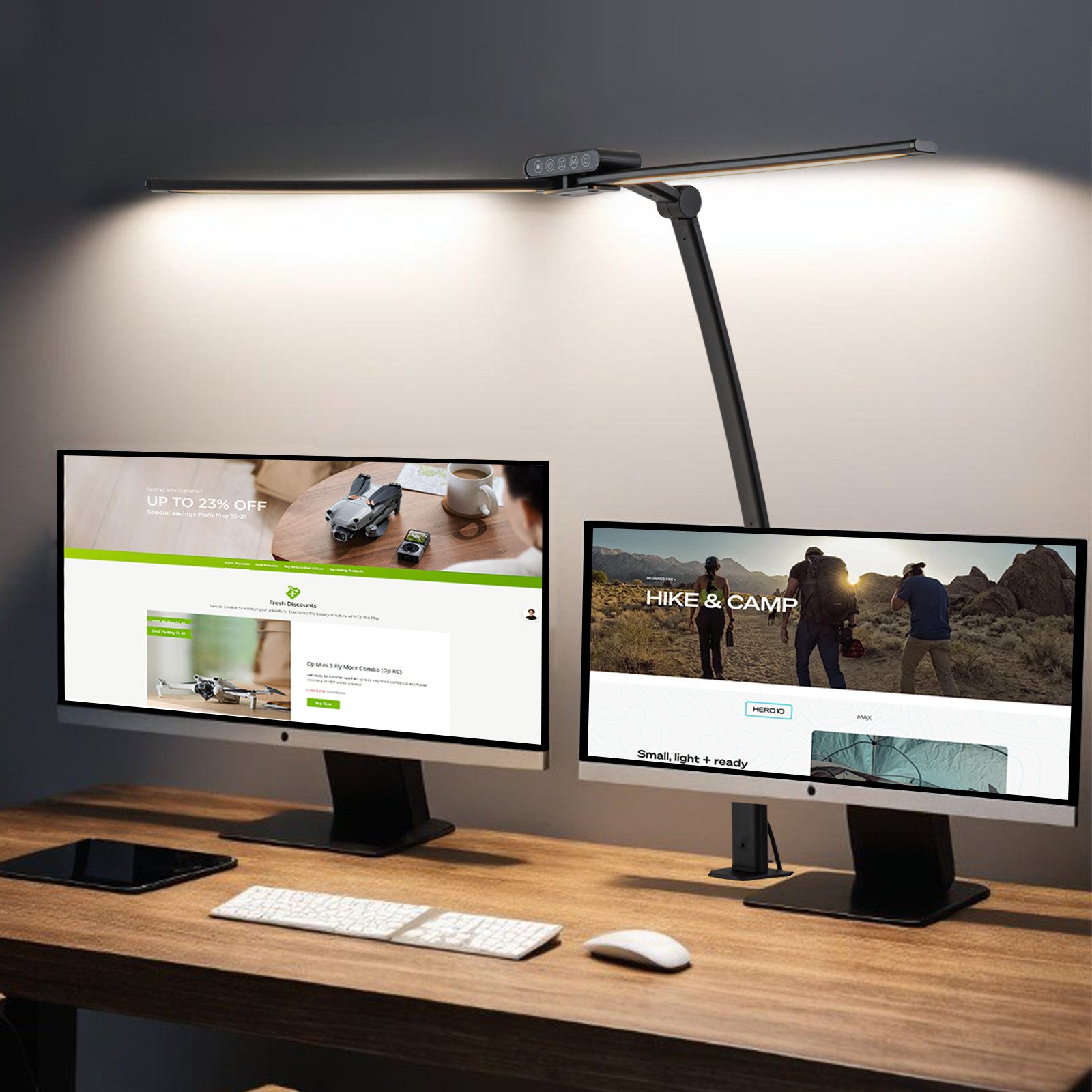 LMaxhome Schreibtischlampe 24W LED Dimmbar Doppelkopf günstig online kaufen
