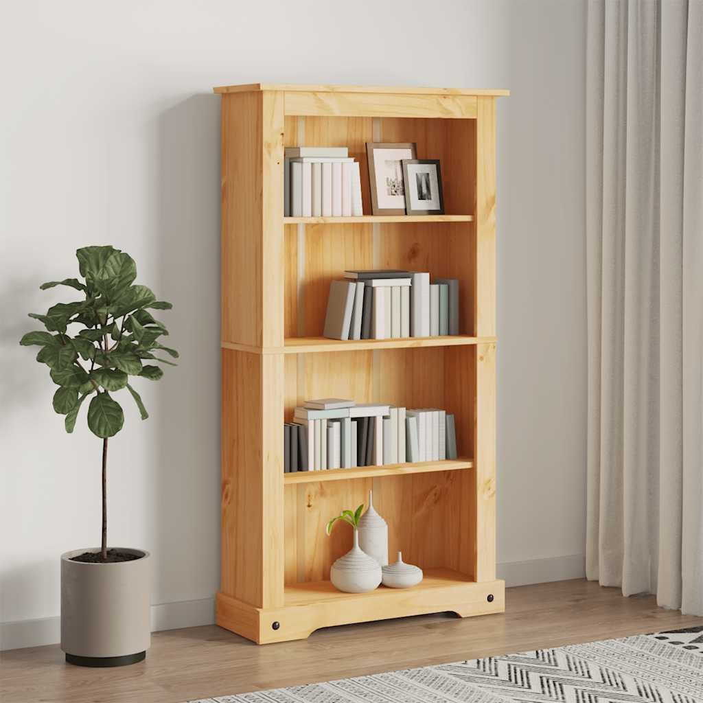 furnicato Bücherregal aus Massivholz Braun 80 x 29 x 150 cm, 1-tlg., Gewachstes Standregal mit vier Fachböden für das Wohnzimmer
