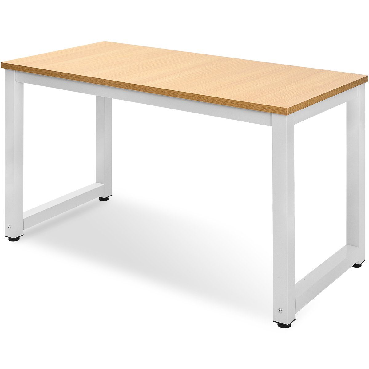 Schreibtisch, holz 120*60*75cm | Computertisch holz Flieks Arbeitstisch | weiß Stahlgestell