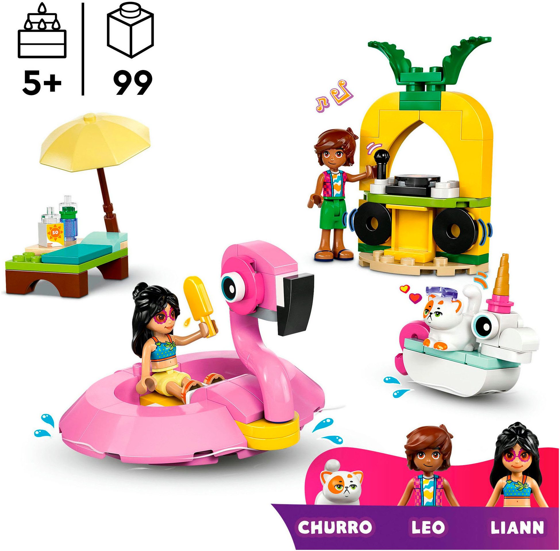 LEGO® Poolparty mit Einhorn und Flamingo (42658), LEGO Friends Konstruktionsspielsteine, (99 St), Made in Europe – Bild 3 von 5