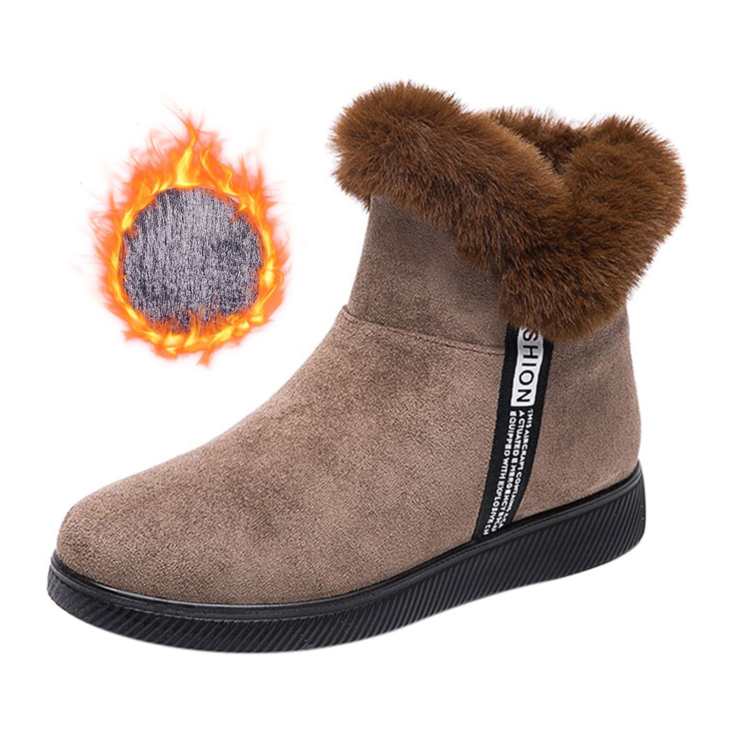 Refttenw Gefütterte Schlupfstiefel Wildleder Damen mit Kunstfell am Schaft günstig online kaufen