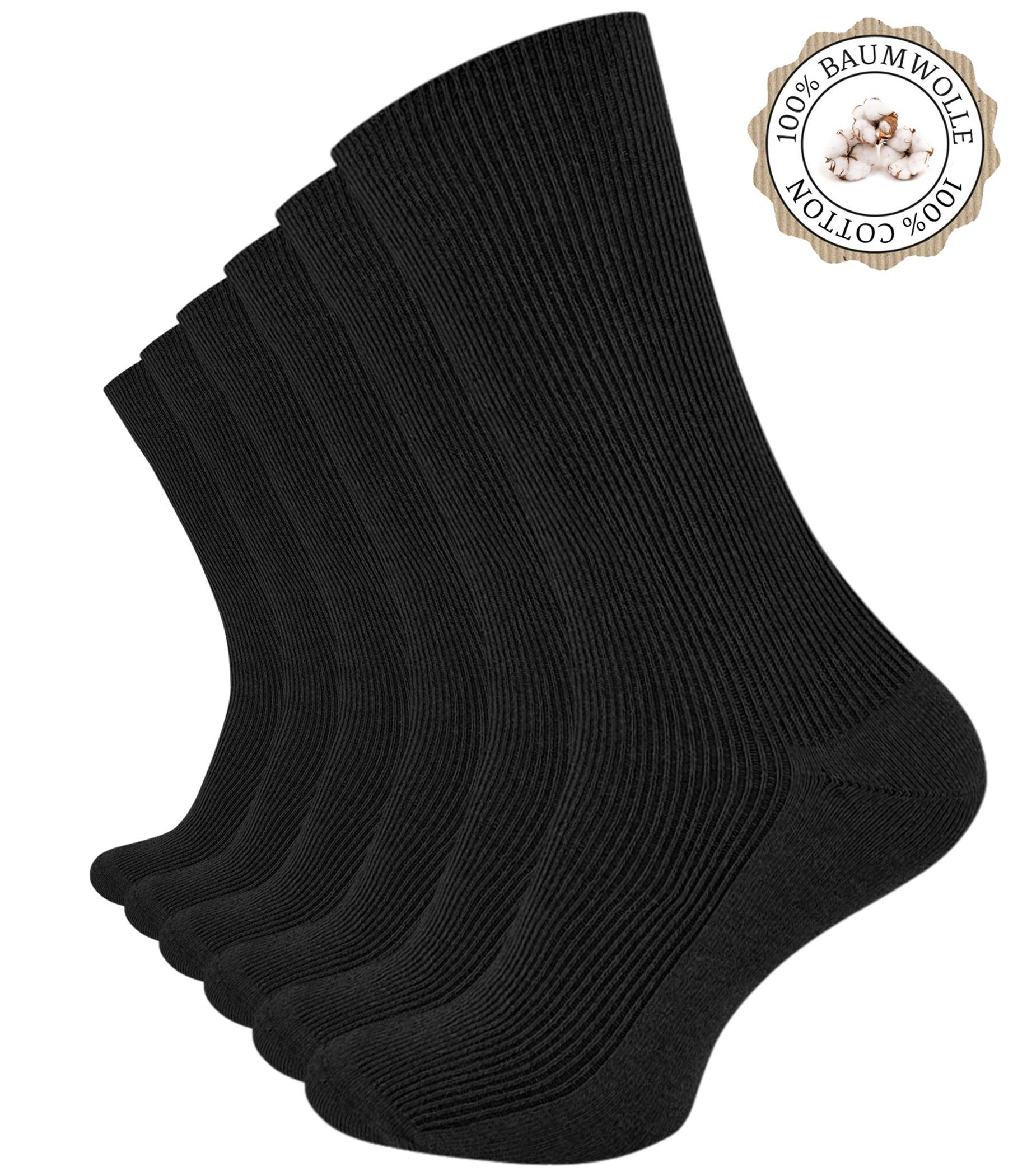 Clark Crown® Komfortsocken (6-Paar) Handgekettelte Zehennaht Schwarz