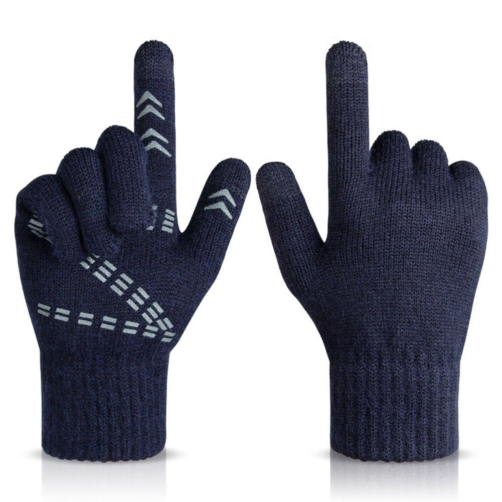 ManKle Strickhandschuhe Winter Warme Touchscreen Handschuhe Winterhandschuhe Outdoor Blau