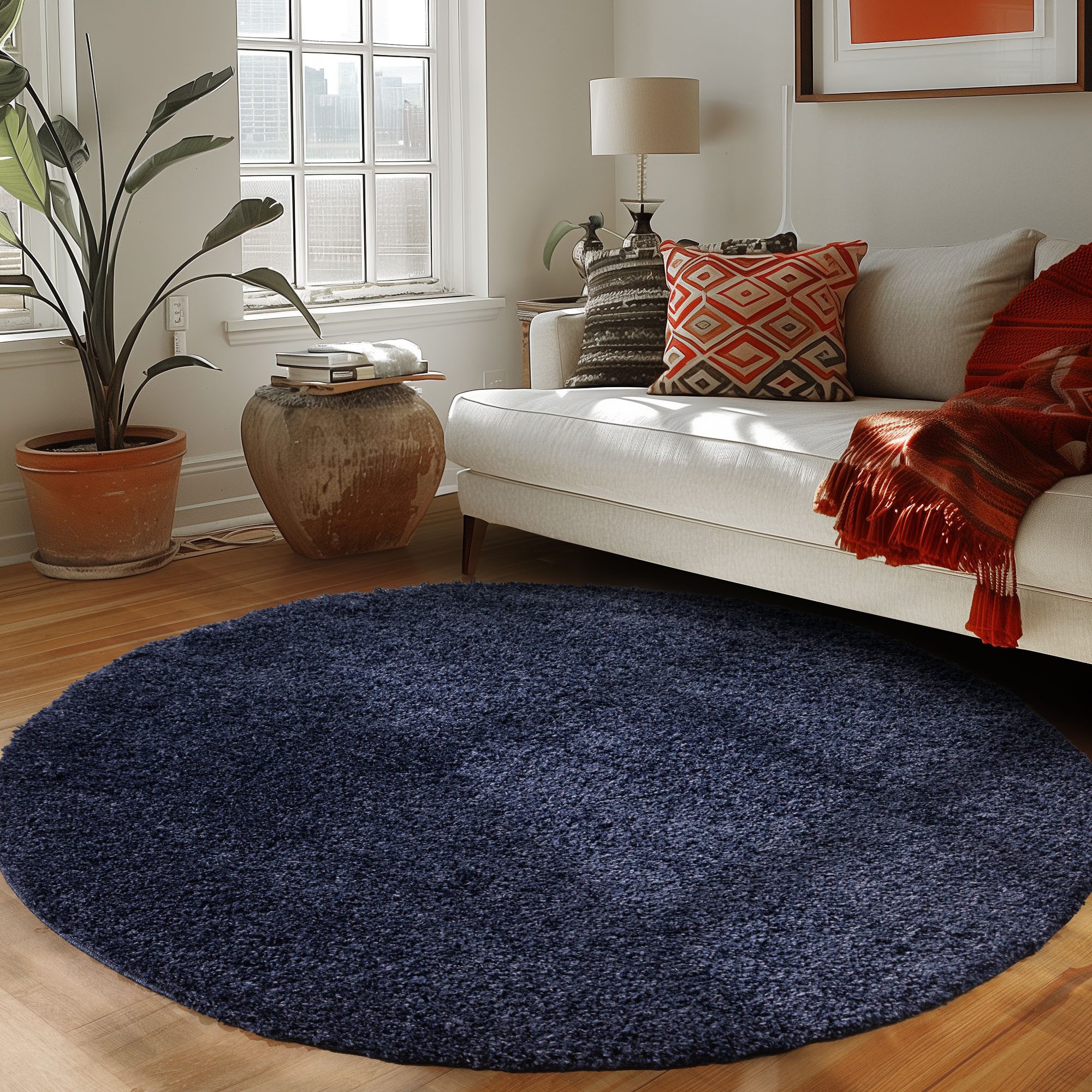 Carpettex Hochflor-Teppich Unicolor - Einfarbig, Rund, günstig online kaufen