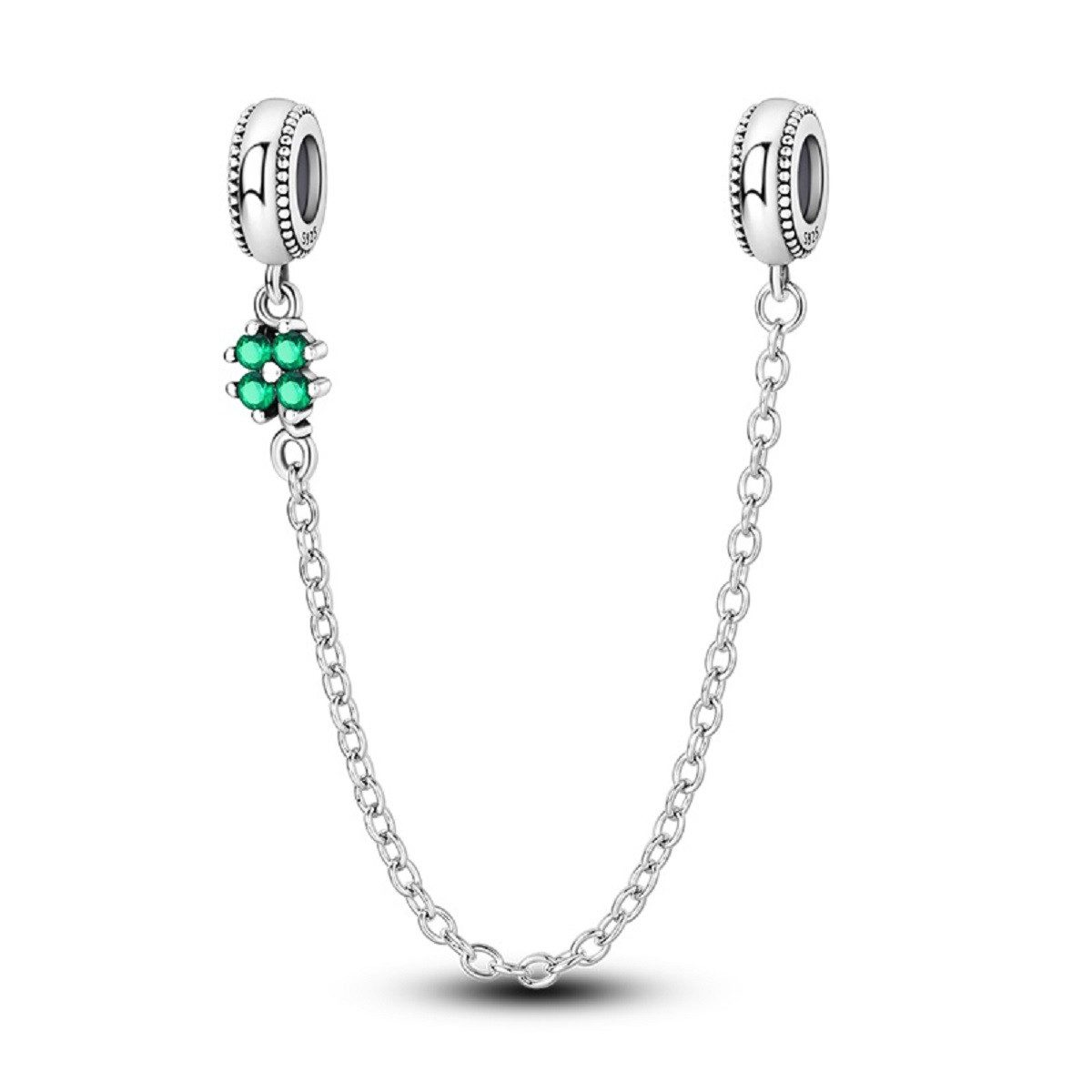 PANDACHARMS Bead Kleeblatt Stopper Sicherheitskette für Armband, 925er Silber, Zirkonia