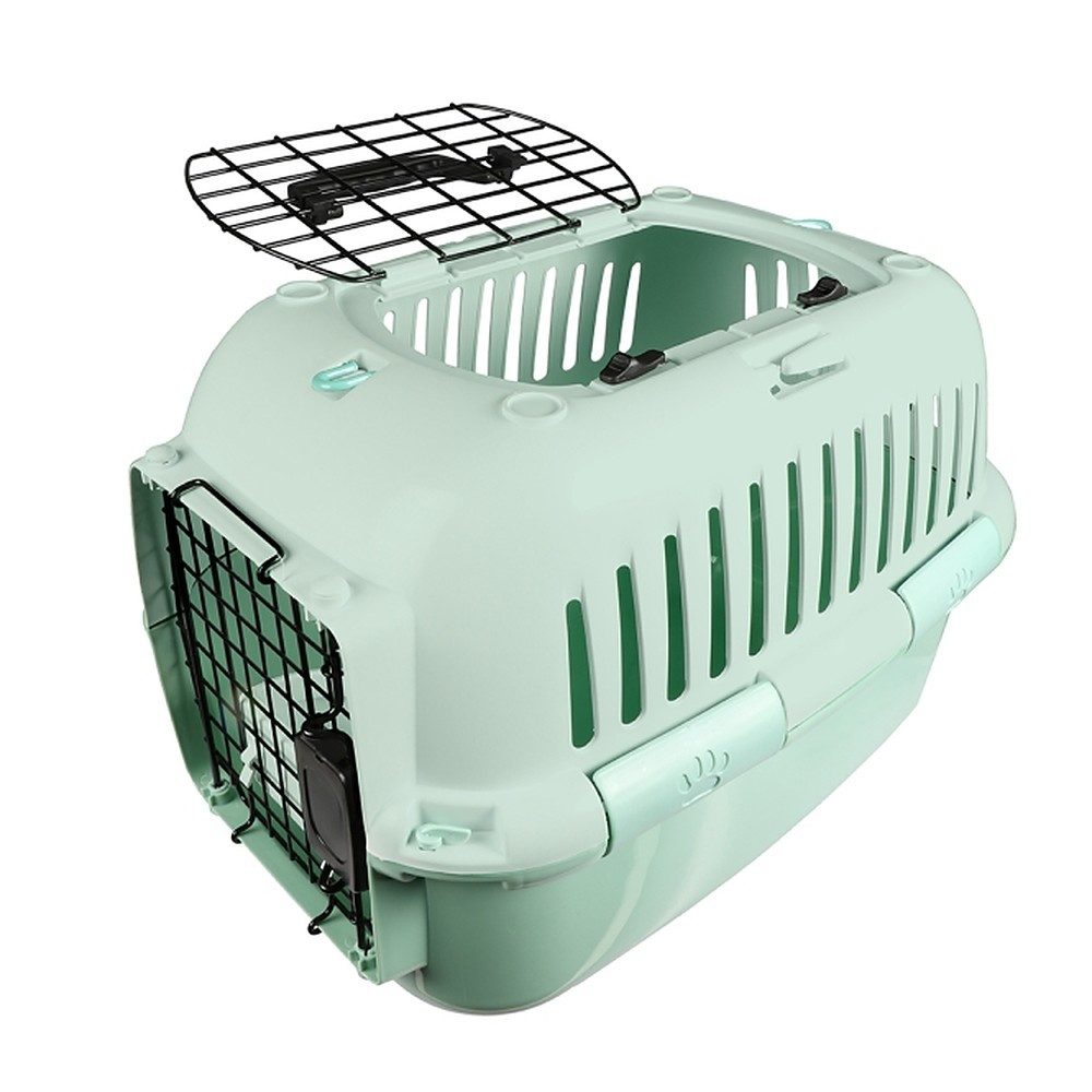 EBI Tiertransportbox Transportbox Hundebox Katzenbox bis 10.0 kg, Metalltür oben & vorne, Wasserschale, Tragegriff