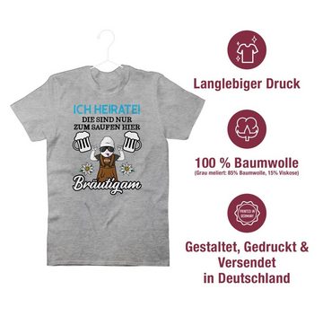 Shirtracer T-Shirt Ich heirate die sind nur zum saufen hier - Bräutigam - Schwarz/Blau - JGA Männer - Herren Premium T-Shirt Junggesellenabschied Herren