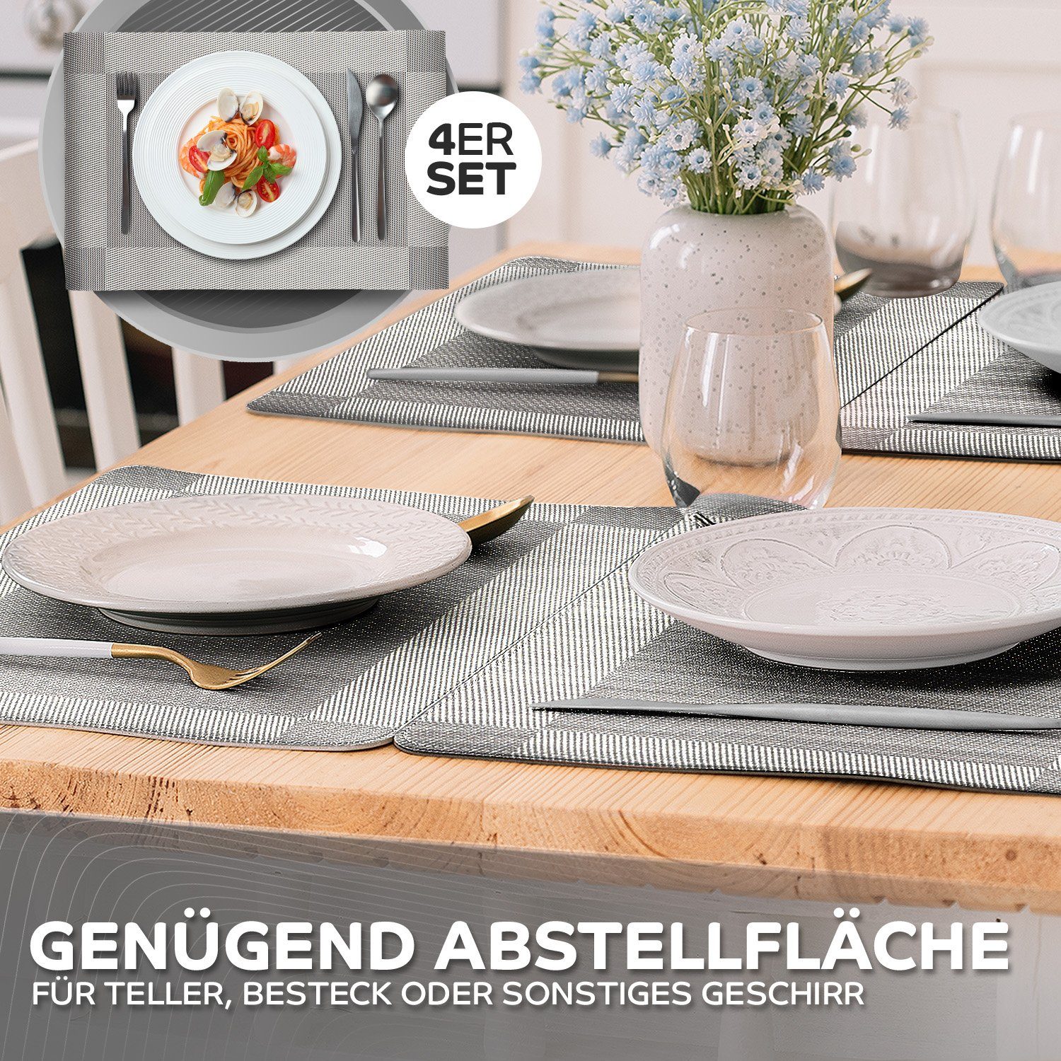 Loco Bird Platzset rechteckig aus PVC, (Tischset Abwischbar PVC-Untersetzer, 6-St., Waschbare Tischuntersetzer Platzdeckchen), Untersetzer PVC-Matte – Bild 4 von 5