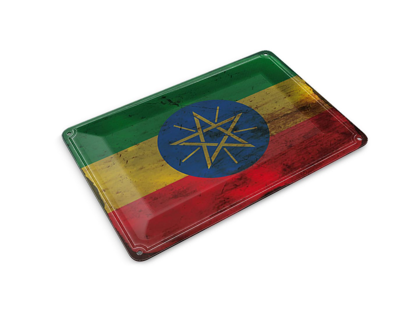 Femer GmbH Postkarte Flagge Äthiopien 14x10 cm Flag Ethiopia Rost, unfrankiert