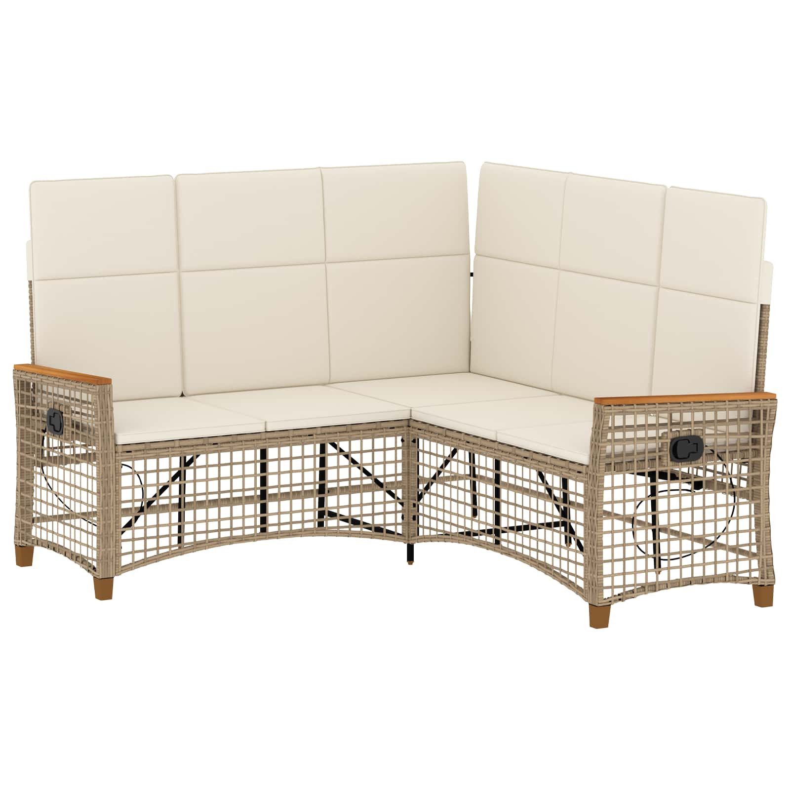 vidaXL Loungesofa Garten Liegesofa Set Beige und Cremeweiß 164 x 164 x 112 cm, 1 Teile