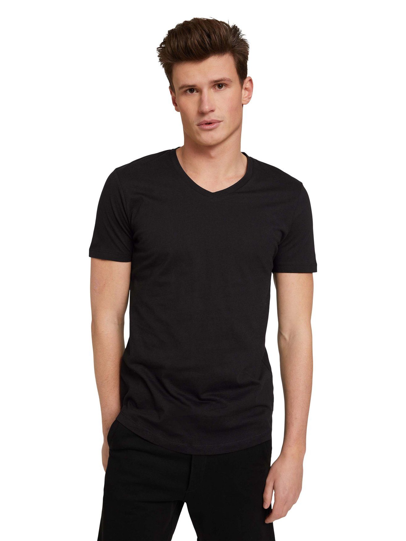 TOM TAILOR T-Shirt T-Shirt 2-er in Set 5553 (2-tlg) Schwarz Basic