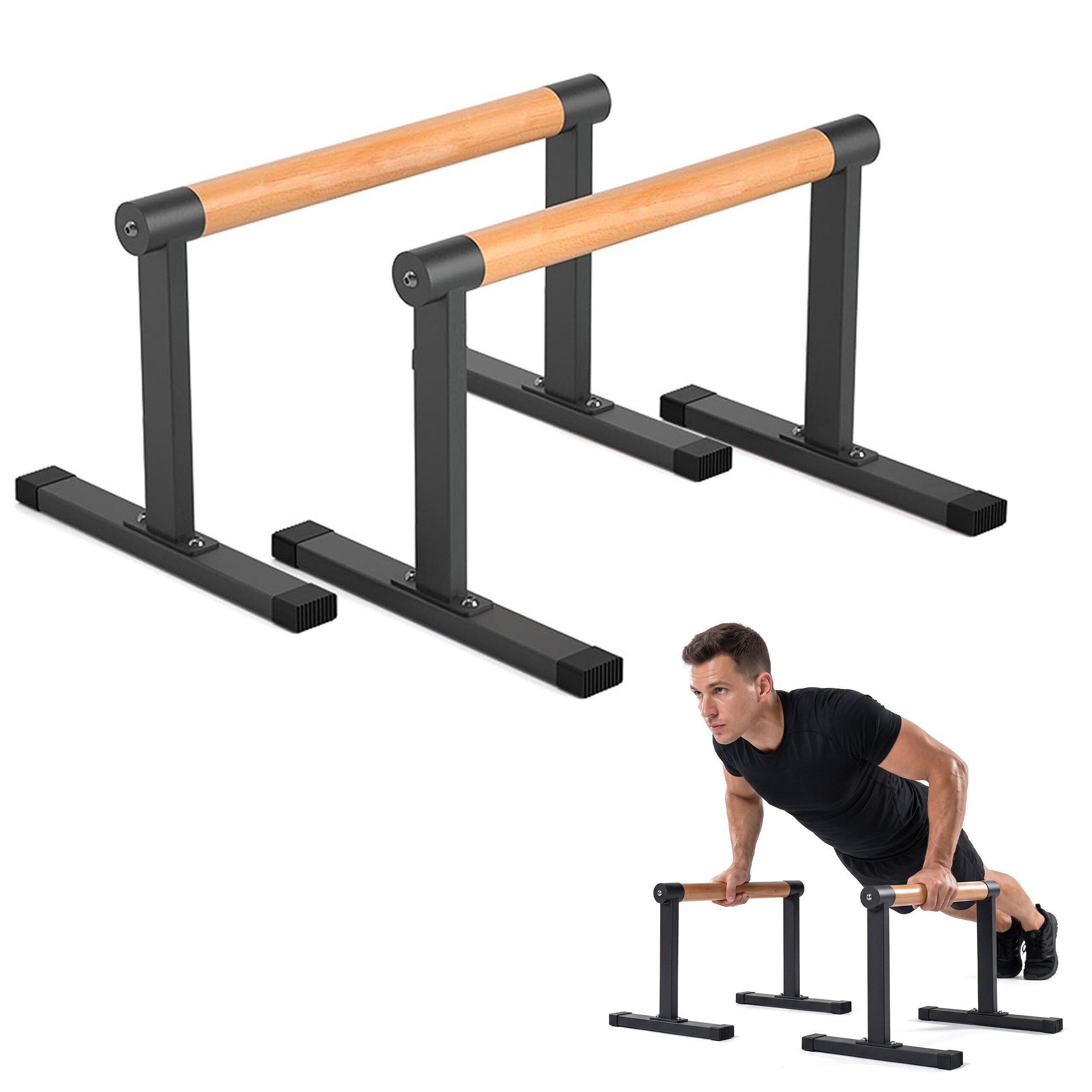 relaxdays Liegestützgriffe Parallettes aus Holz (2-St)