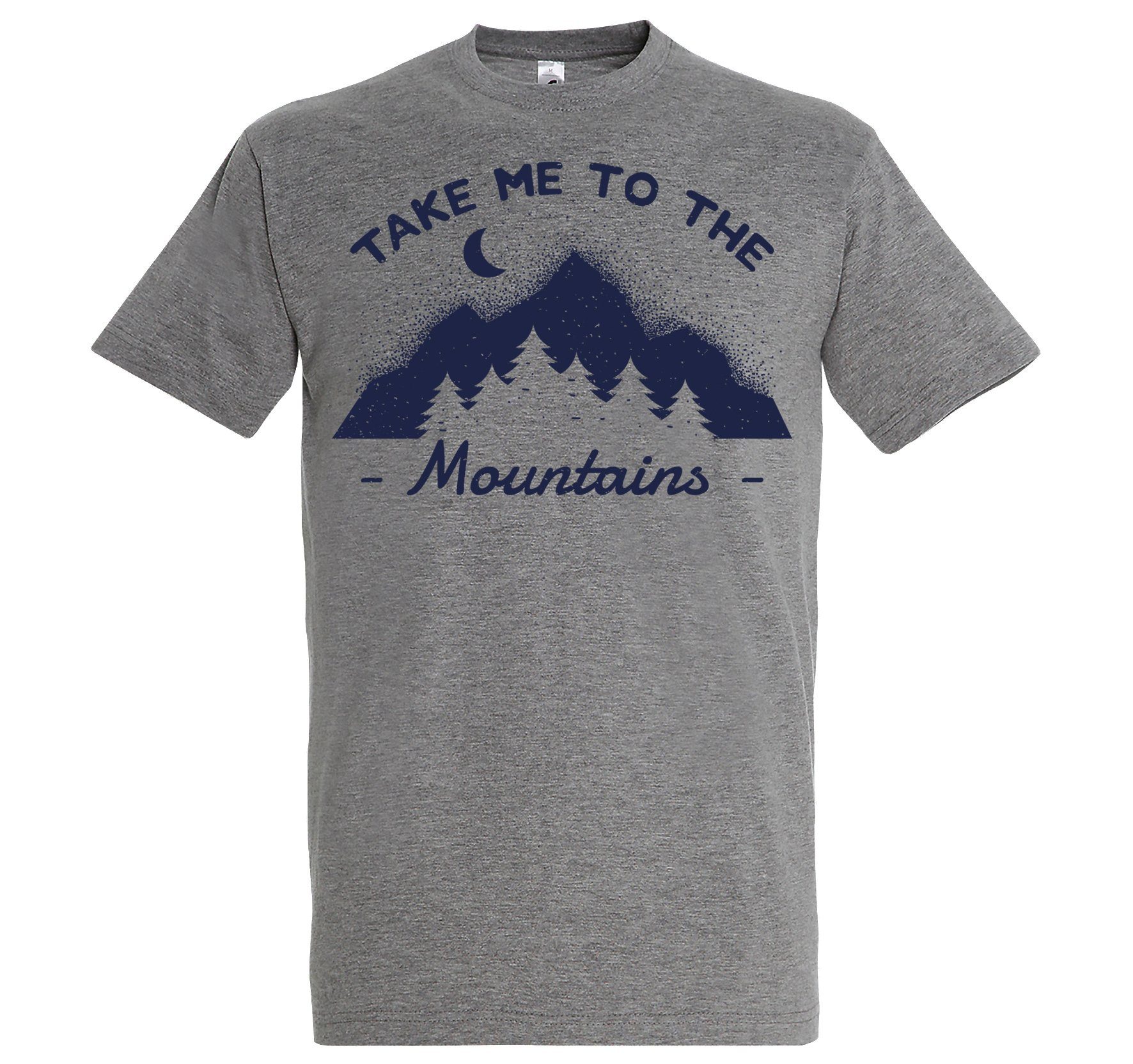 T-Shirt the mit Frontdruck Youth Herren Take to me T-Shirt Designz Grau Mountains Trendigem