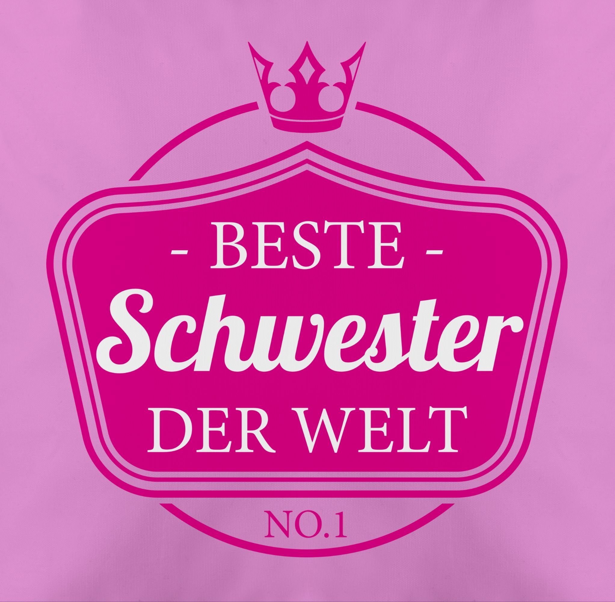 Schwester Welt 1 der Beste Shirtracer Dekokissen No.1, Pink Schwester