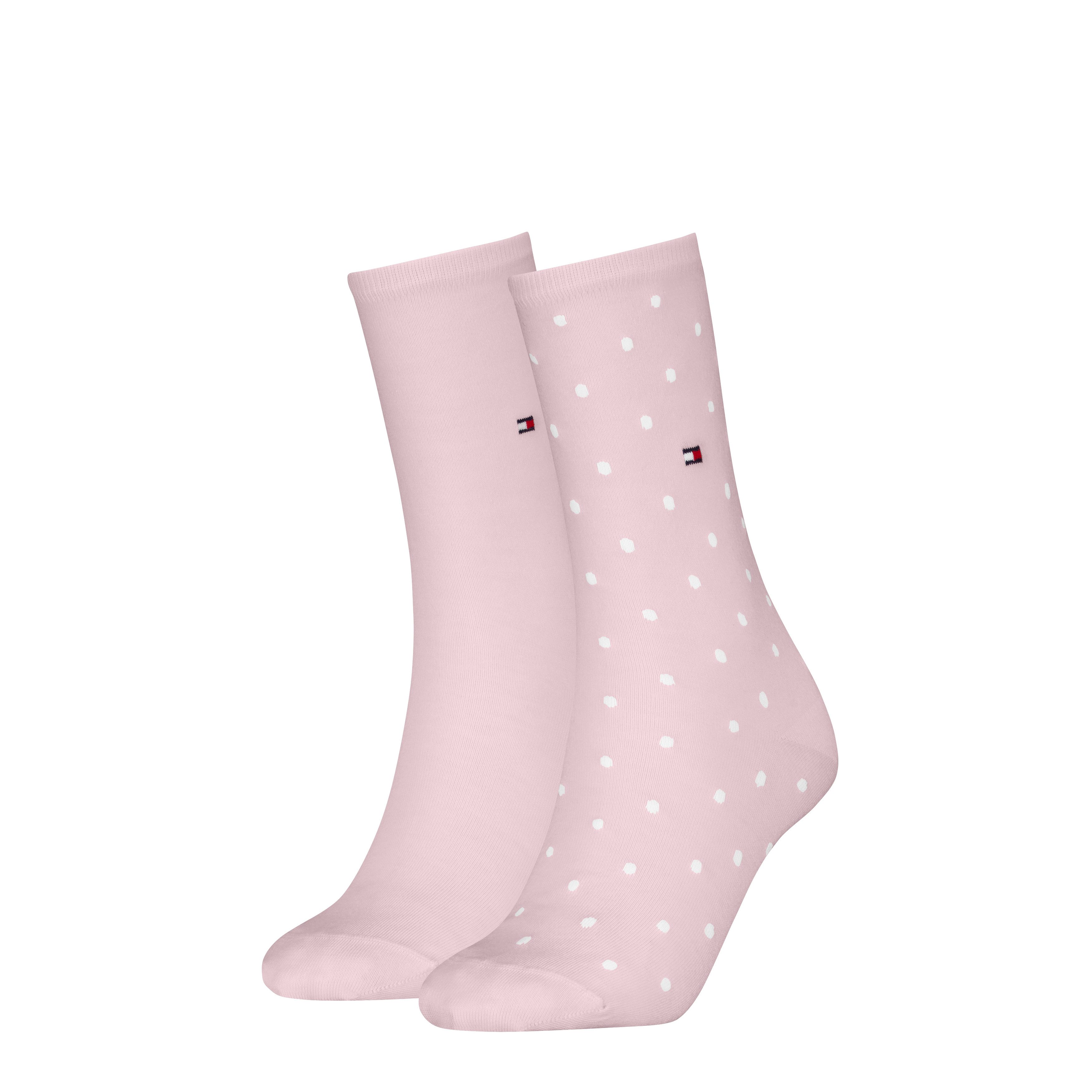 Tommy Hilfiger Socken TH WOMEN SOCK DOT 2P (2-Paar, 2 Paar) mit feinem Rippenbündchen und Logostickerei