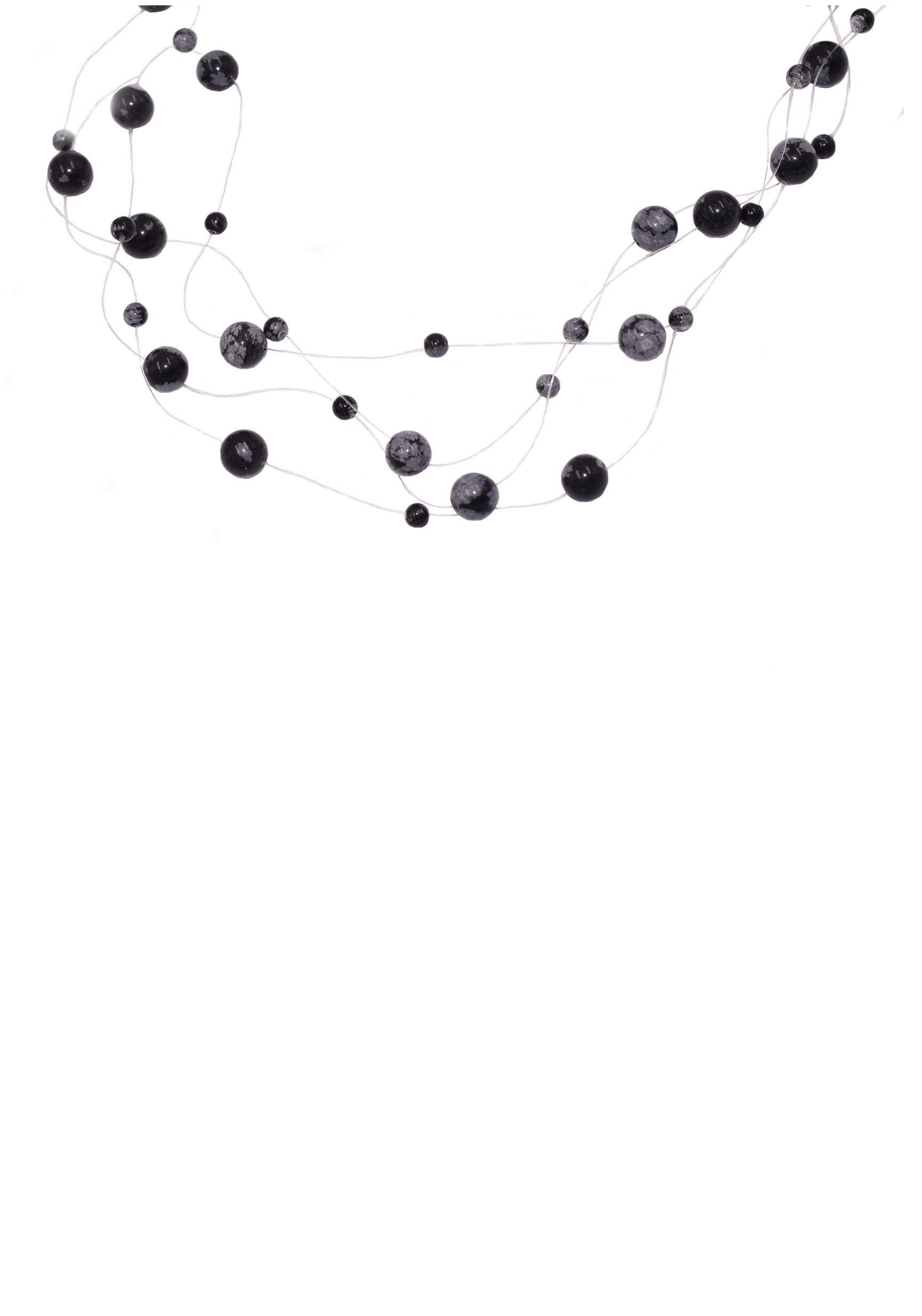 Firetti Collier Schmuck Geschenk, Schwebende Kugeln, zu Kleid, Shirt, Jeans, Sneaker! Anlass Geburtstag Weihnachten silberfarben-transparent-schwarz-weiß