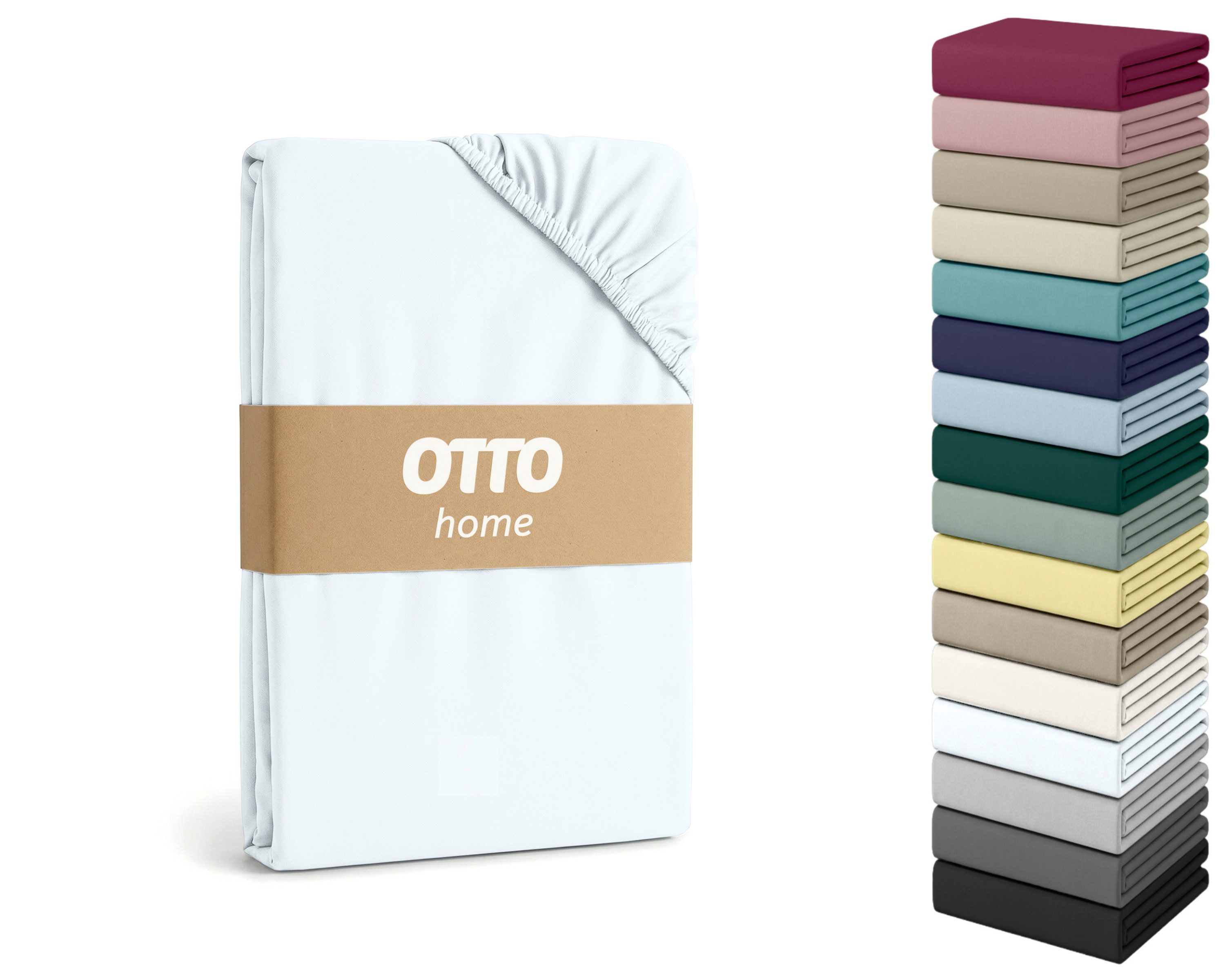 OTTO home Spannbettlaken Cremona, Basic & Premium Qualität mit Elasthan, Jersey (145 g/m), Gummizug: rundum, (1 Stück), Bettlaken für Matratzen von 20-25 cm Höhe, 96% Baumwolle & 4% Elasthan