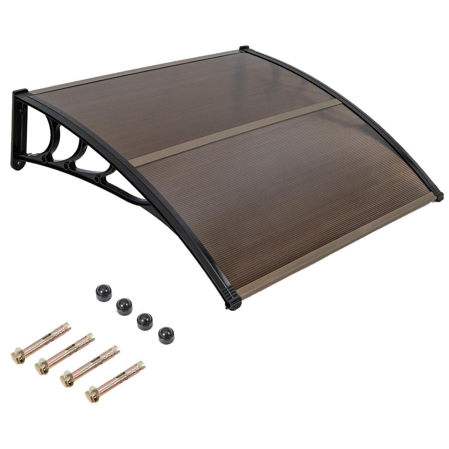 KOMFOTTEU Vordach Überdachung, Haustürdach Pultvordach aus Aluminium & Polycarbonat