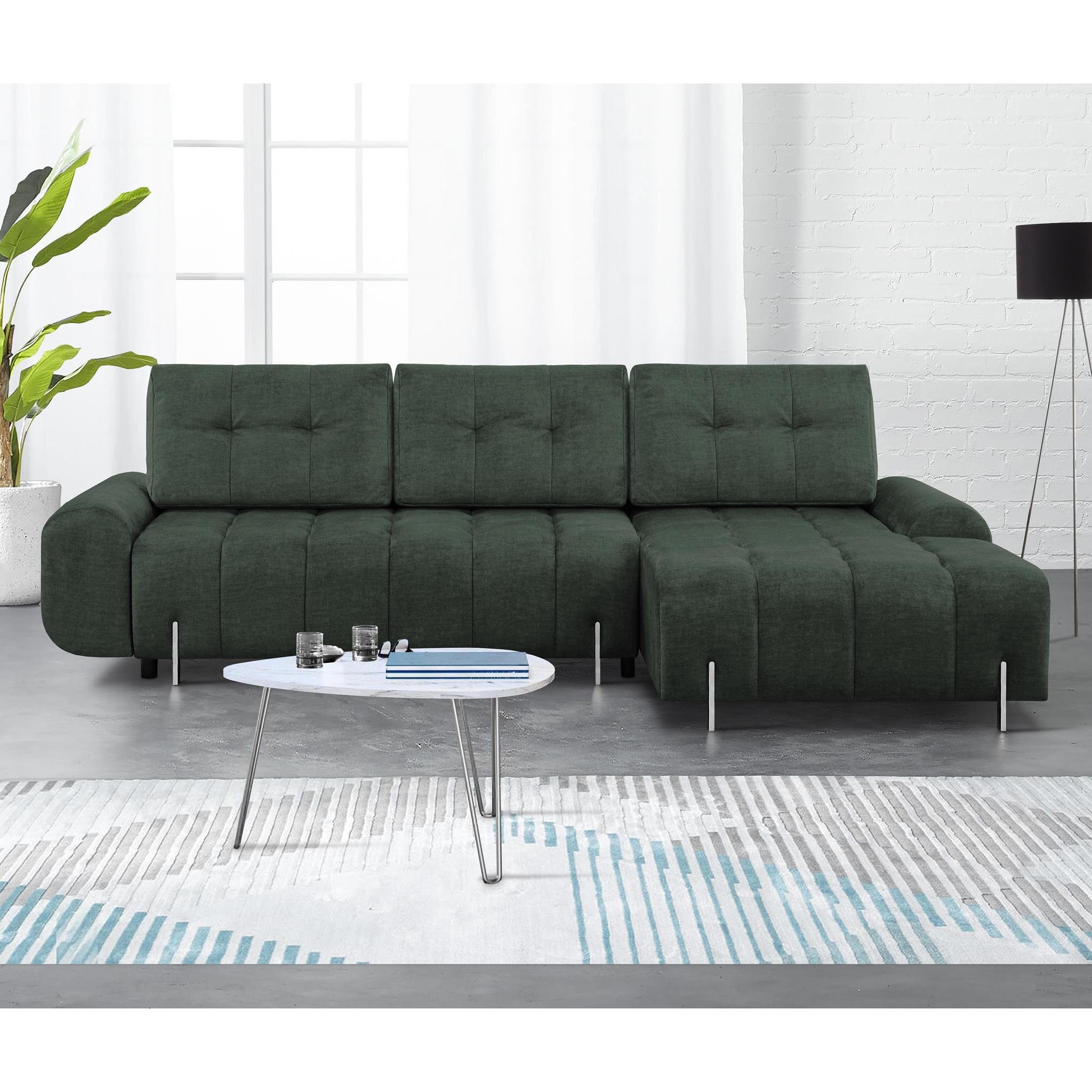 Beautysofa Polsterecke Carry, links oder rechts, L-From Ecksofa, Couch mit Bettkasten + Schlaffunktion, für Wohnzimmer Grün (vogue 11)