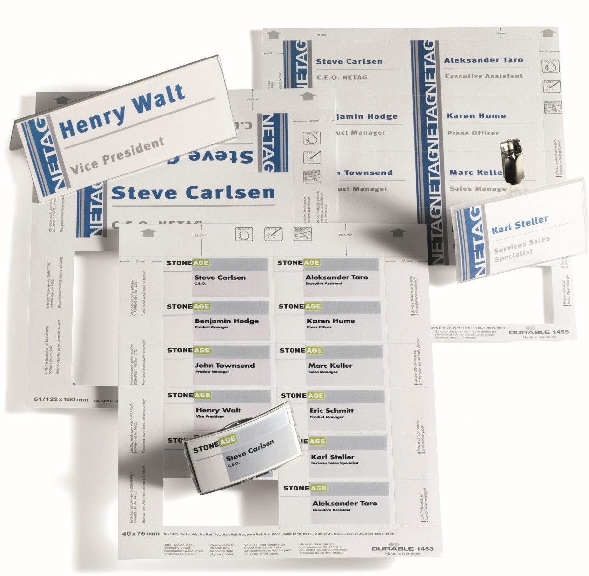 DURABLE Hinweisschild Einsteckschilder für Namensschilder I+K+L Karton 52/104x100mm weiß VE=