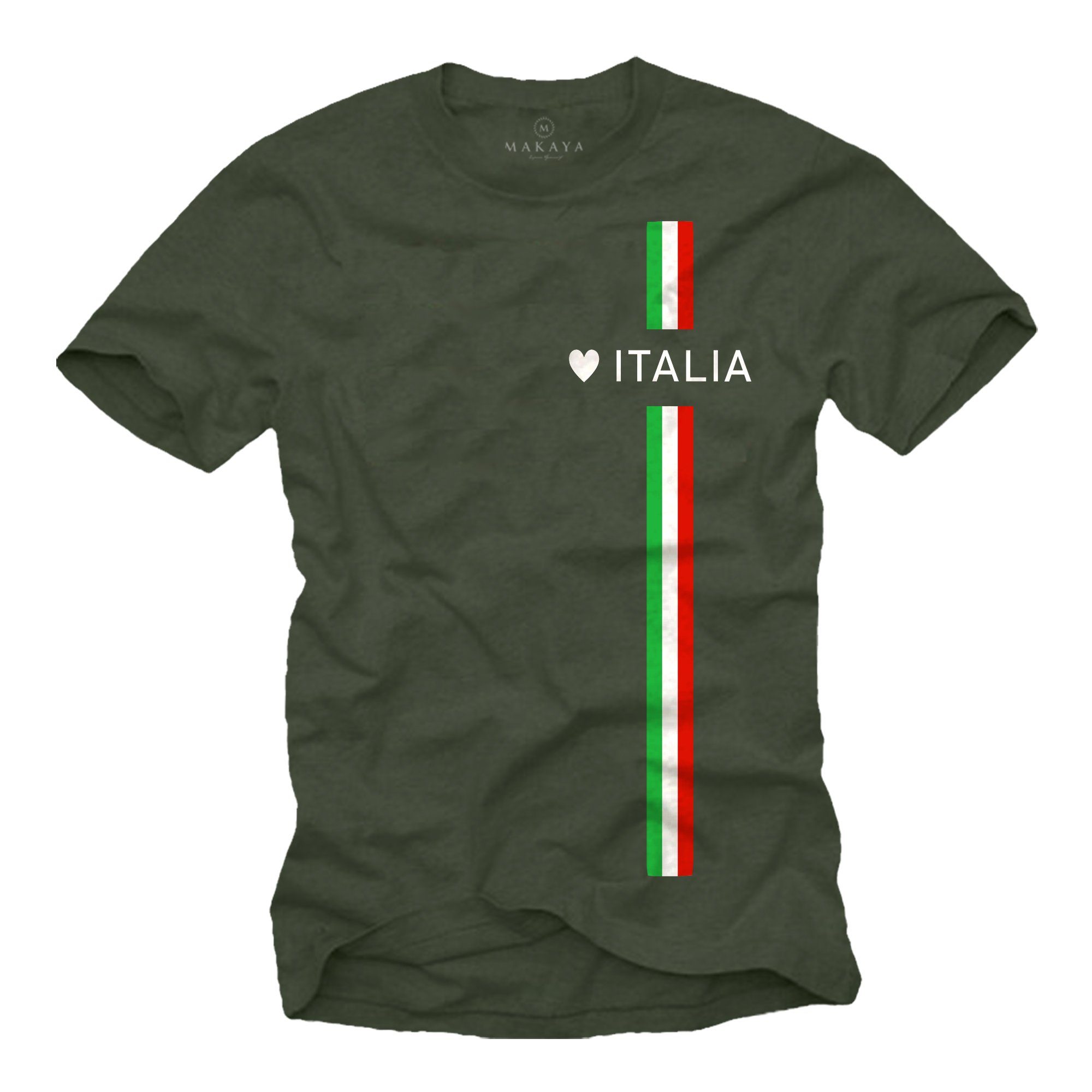 MAKAYA Herz Grün Flagge Jungs, Trikot Männer Herren Fußball T-Shirt Italia Italien Italienische Fahne