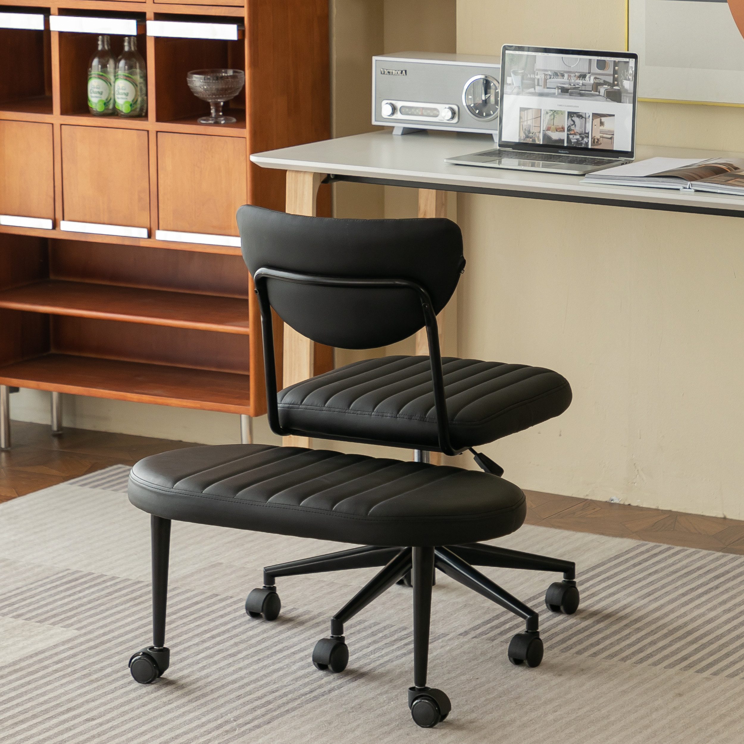 REDOM Bürostuhl Velours Schreibtischstuhl mit 360°-Drehfunktion, Höhenverstellbar (versteckter Fußablage, weiche Polsterung für langes Arbeiten, 1 St), 69x92x40 cm Perfekt für Homeoffice, Gaming & entspannte Pausen