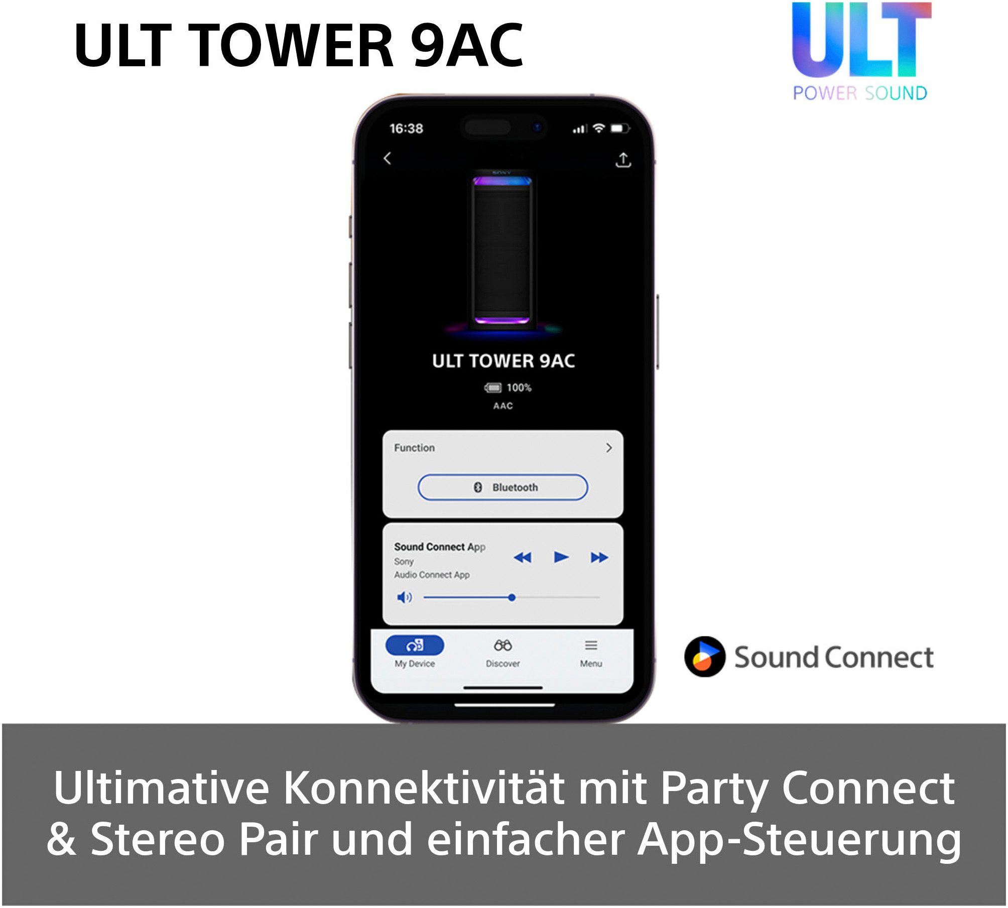 Sony ULT TOWER 9AC Party-Lautsprecher (Bluetooth, 45 W, SRS-ULT900AC)