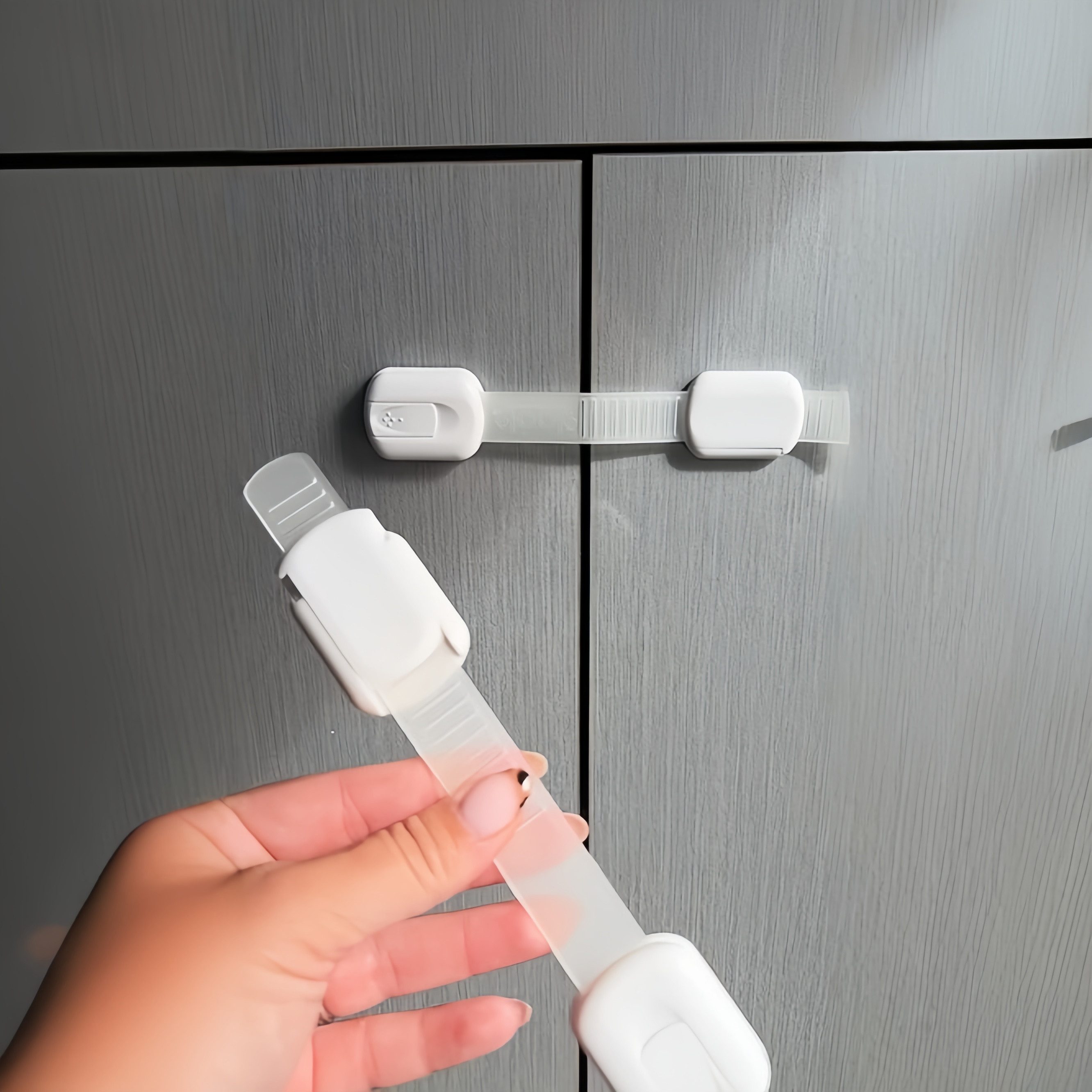 FOUORTUNATE-BEE Schranksystem 6er Set Kindersicherung für Schrank & Schublade – Klebeschloss Weiß (6-St) Baby Schubladensicherung Set – Schrankschloss ohne Bohren Weiß
