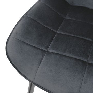 ML-DESIGN Stuhl Esszimmerstühle mit Rückenlehne Ergonomischer mit Metallbeinen Stuhl (2 St), 2er Set Wohnzimmerstühl 53x60x88cm Anthrazit aus Samt Küchenstühle