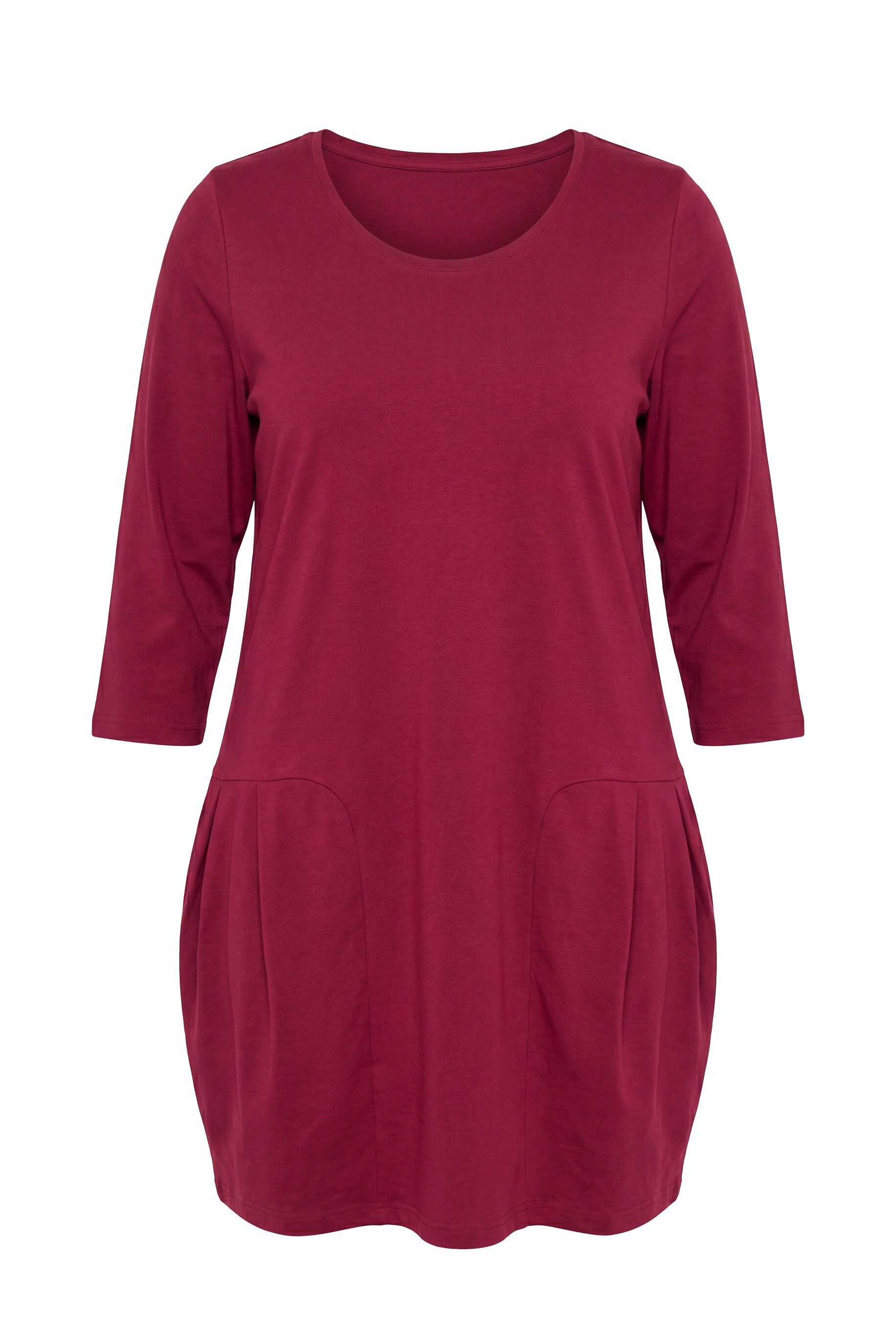 Ulla Popken Maxikleid Jerseykleid Zierfalten A-Linie Rundhals 3/4-Arm