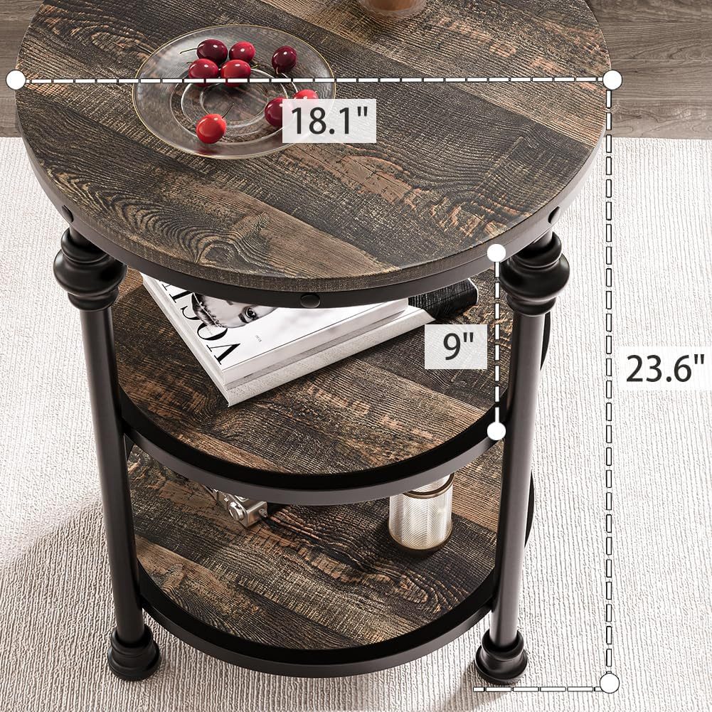 GarveeMore Beistelltisch Rund Holz,Couchtisch mit 3 günstig online kaufen