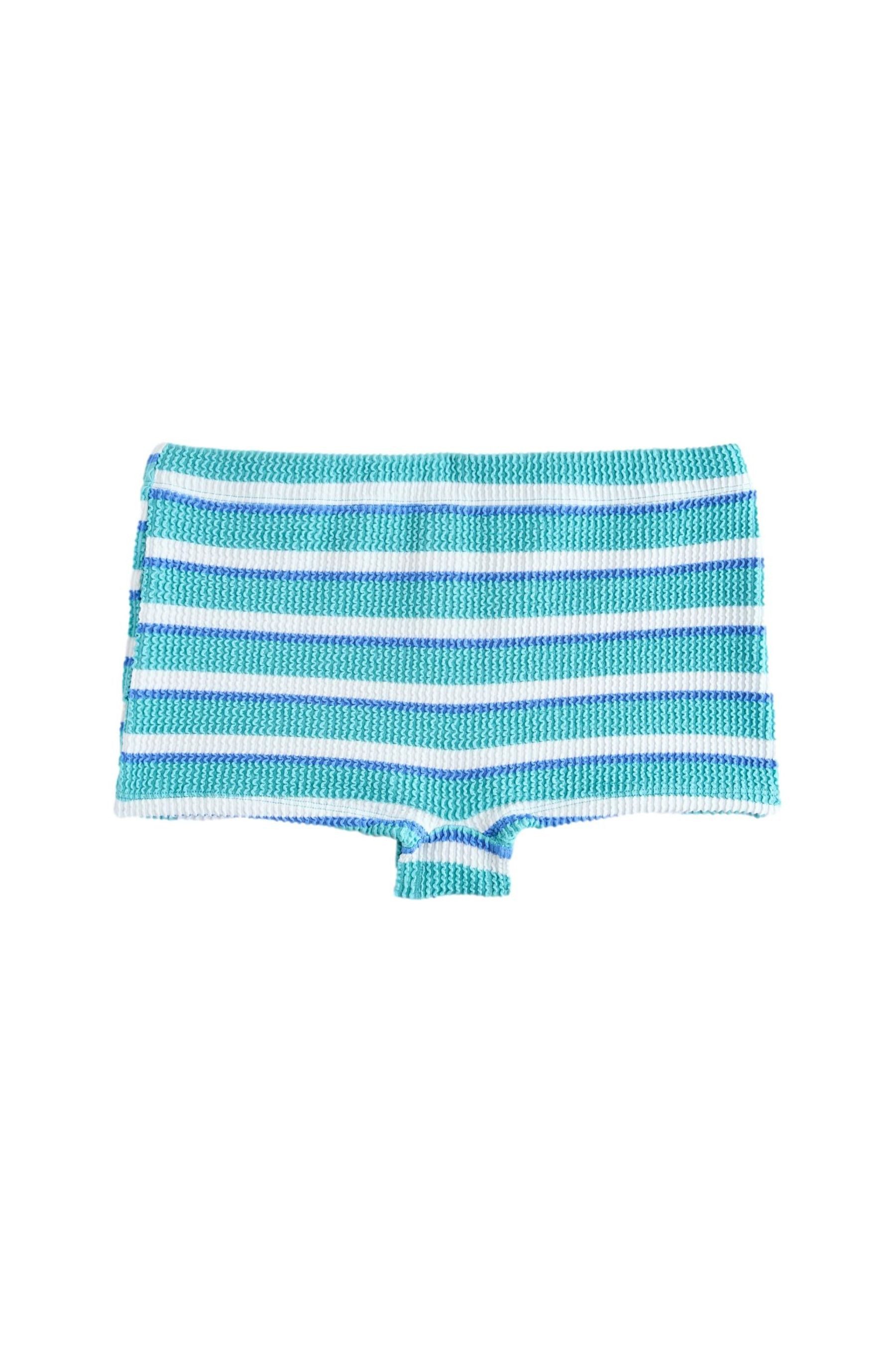 Aqua Blue/White Crinkle Stripe